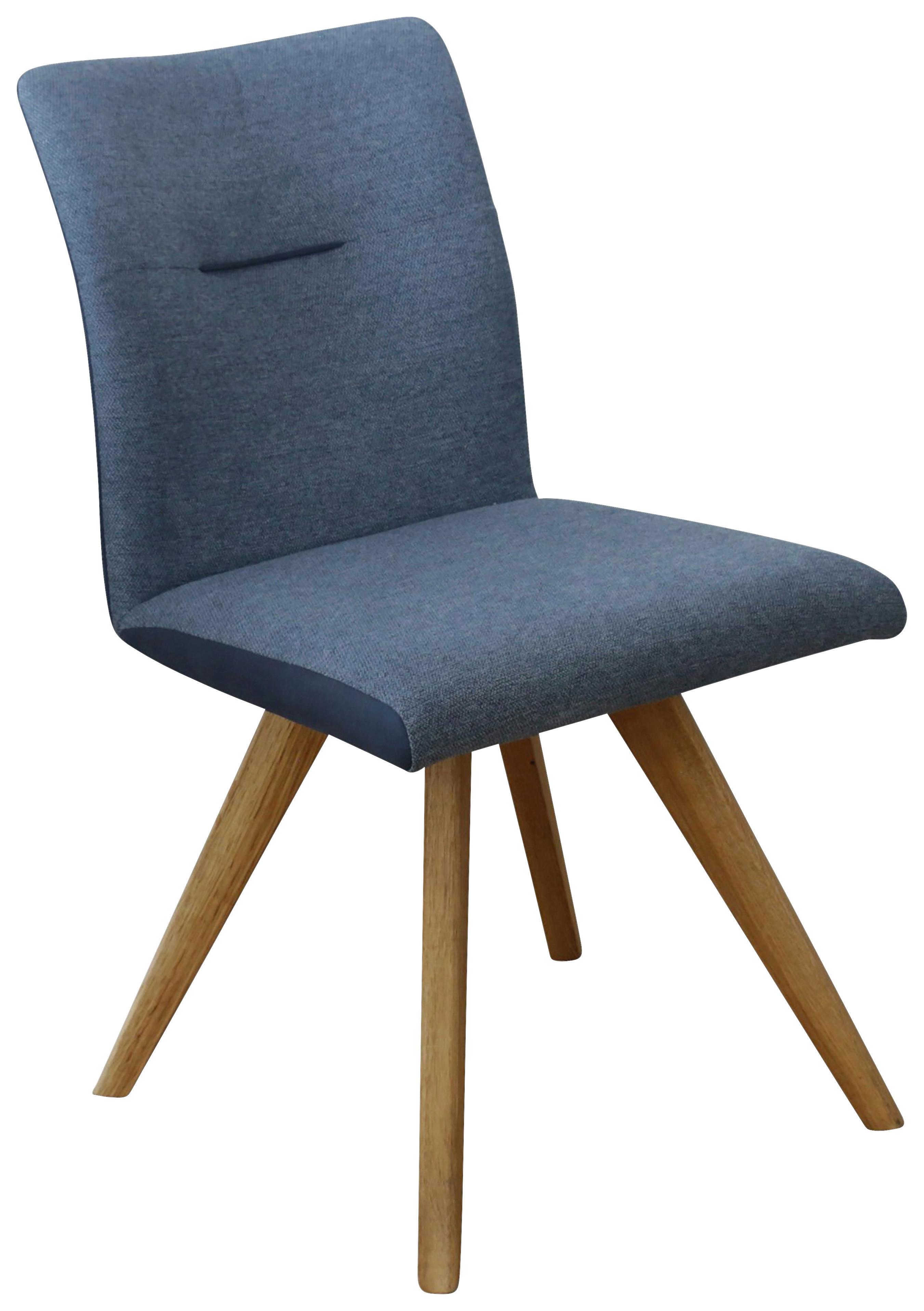 KRZESŁO ROM - kolor dębowy/ciemnoniebieski, Konventionell, drewno/tkanina (51,5/87,5/63cm) - Linea Natura