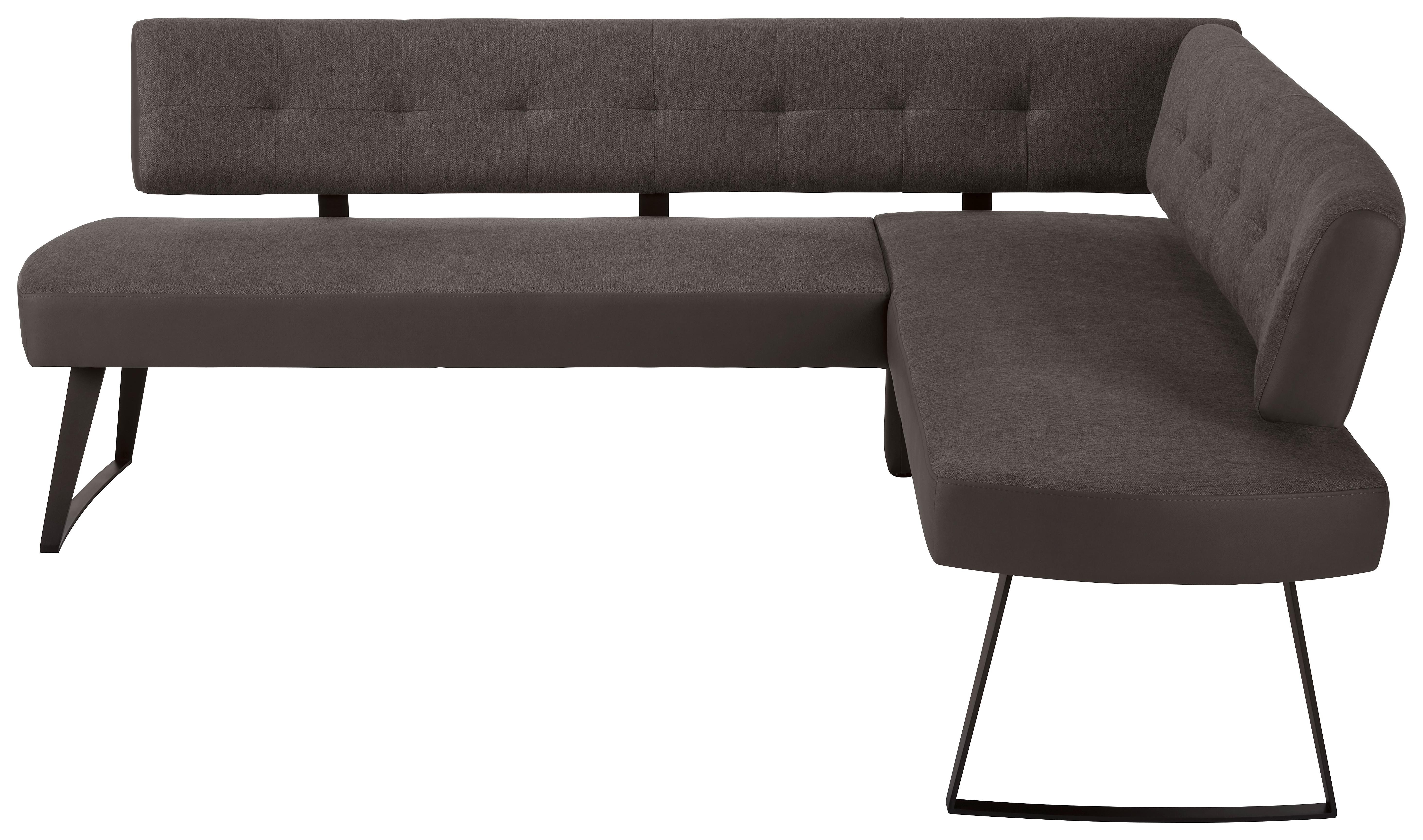 Eckbank in Dunkelgrau ca. 220x170cm - Dunkelgrau/Schwarz, Modern, Textil/Metall (220/170cm) - Premium Living