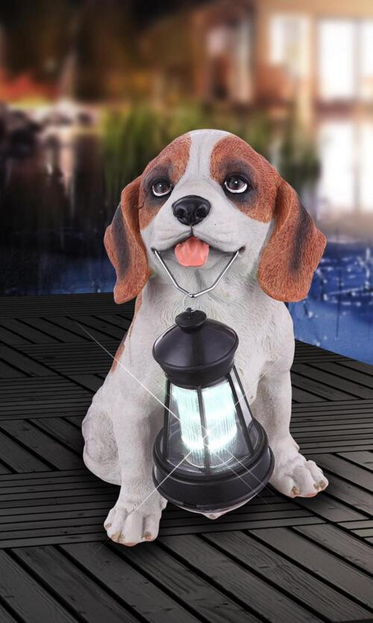 Solarna Svetilka Hund, S Sijalko - bela/rjava, Basics, umetna masa (18/24,2/26cm) - Globo