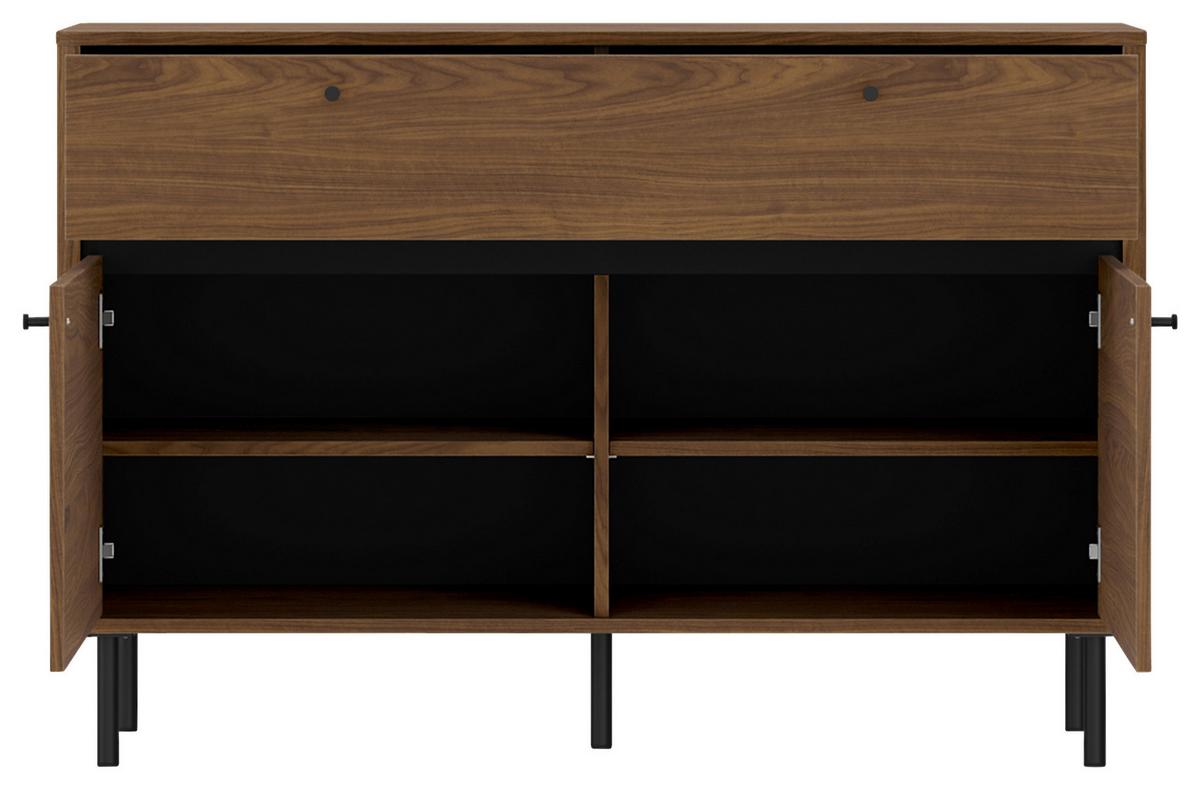 Komoda Revillo - boje oraha/crna, Basics, drvni materijal/metal (120/81/40cm) - Modern Living