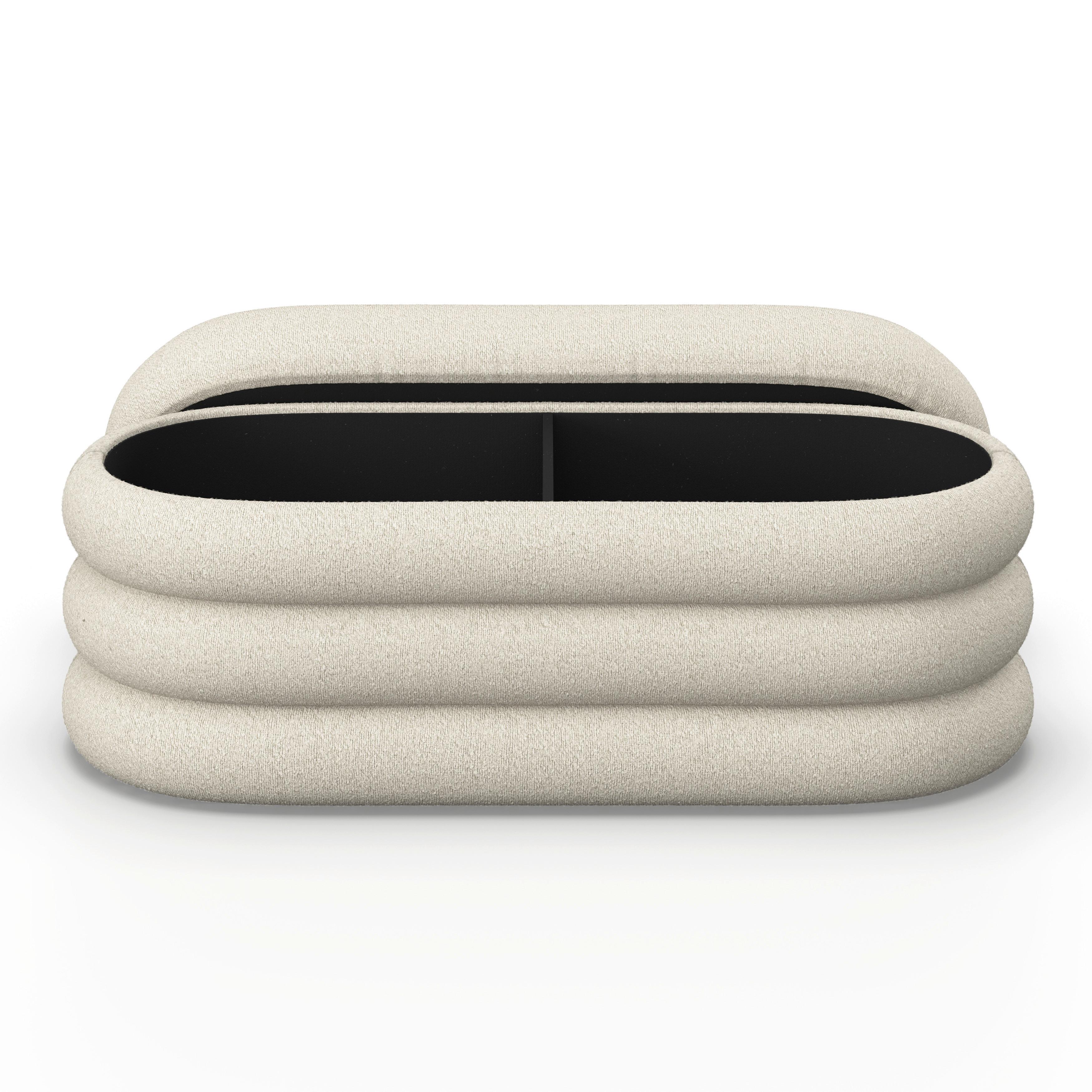 BÄNK LORENA - cremefärgad, Modern, trä/textil (110/47/45cm) - Bessagi Home
