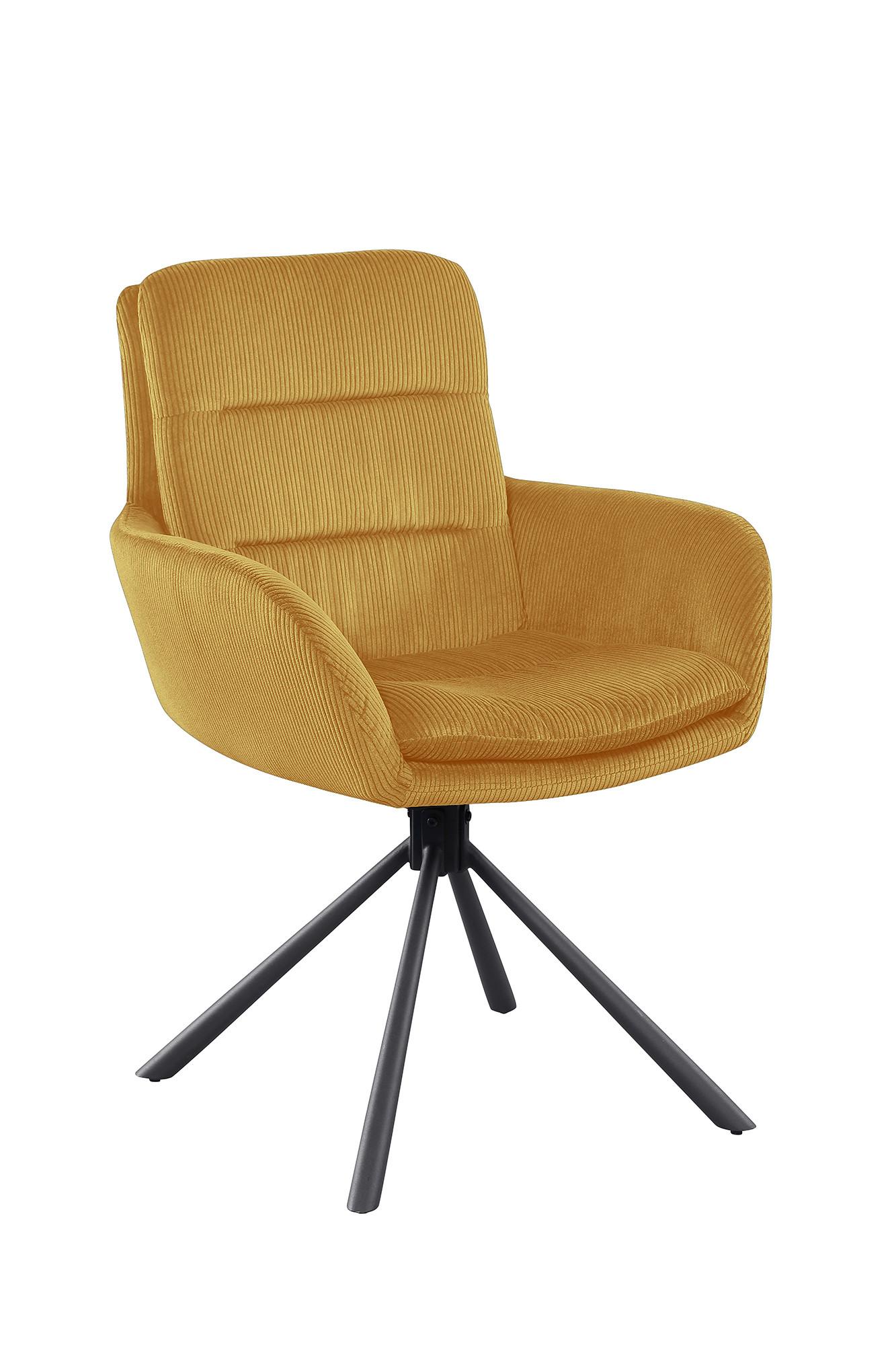 Naslanjač Cord, Zlata, Vrtljiv - zlate barve/črna, Moderno, kovina/tekstil (60/89/64cm) - Livetastic