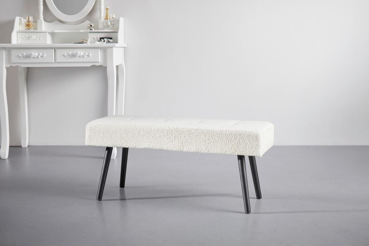 Sitzbank In Weiss - Weiss/Schwarz, Modern, Textil/Metall (100/44/35cm) - Mömax