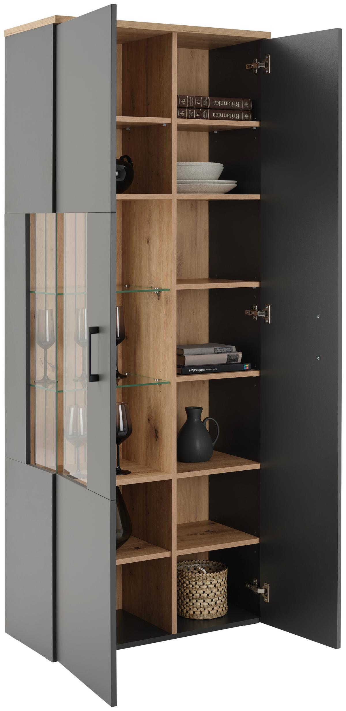 Vitrina Amare Amrv 03 - crna, Moderno, staklo/drvni materijal (76,3/192/35cm)