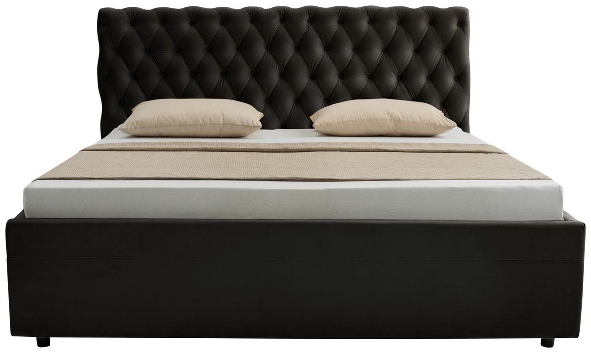 Polsterbett Katar Grau ca. 160x200cm - Schwarz/Grau, KONVENTIONELL, Textil (160/200cm) - Mömax