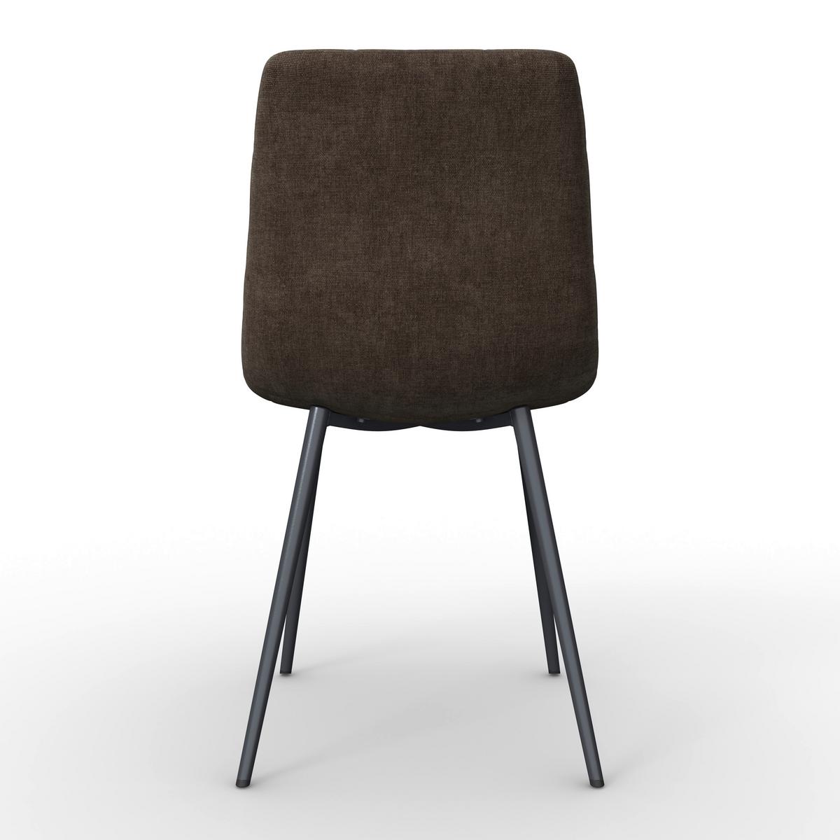Stuhl Ria Braun Mikrofaser Gepolstert - Schwarz/Braun, MODERN, Textil/Metall (44/87/54cm) - Bessagi Home