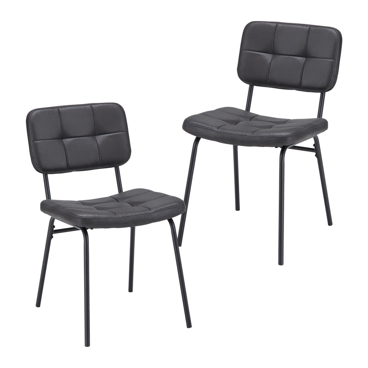 ZESTAW KRZESEŁ VALENTIN - ciemnoszary/czarny, Modern, metal/tkanina (44/80/59cm) - Bessagi Home