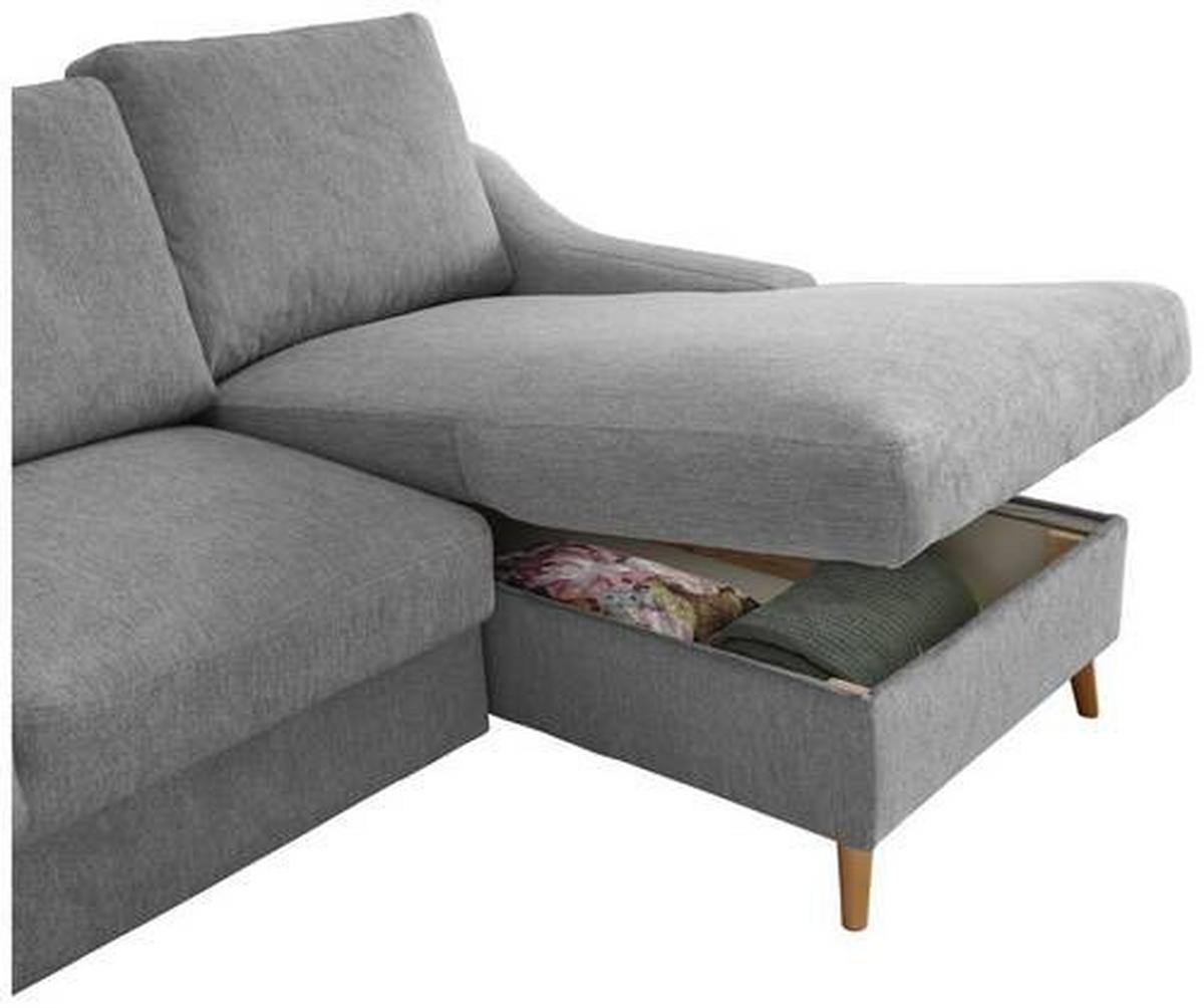 Wohnlandschaft Valentina Grau Mikrofaser - Dunkelrosa/Naturfarben, Design, Holz/Textil (228/150cm) - MID.YOU