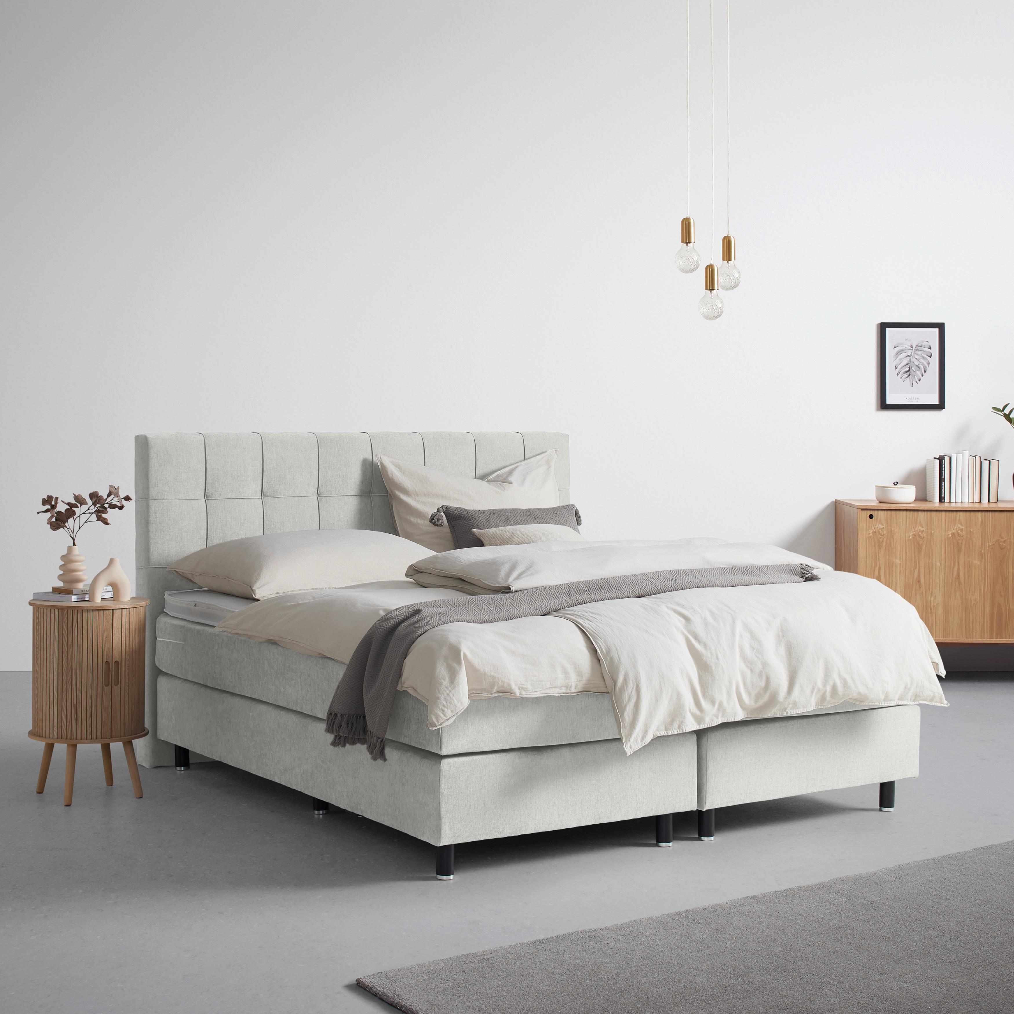 Boxspringbett Primo Hellgrau ca. 160x200cm - Hellgrau, KONVENTIONELL, Holz/Holzwerkstoff (160/200cm) - Premium Living
