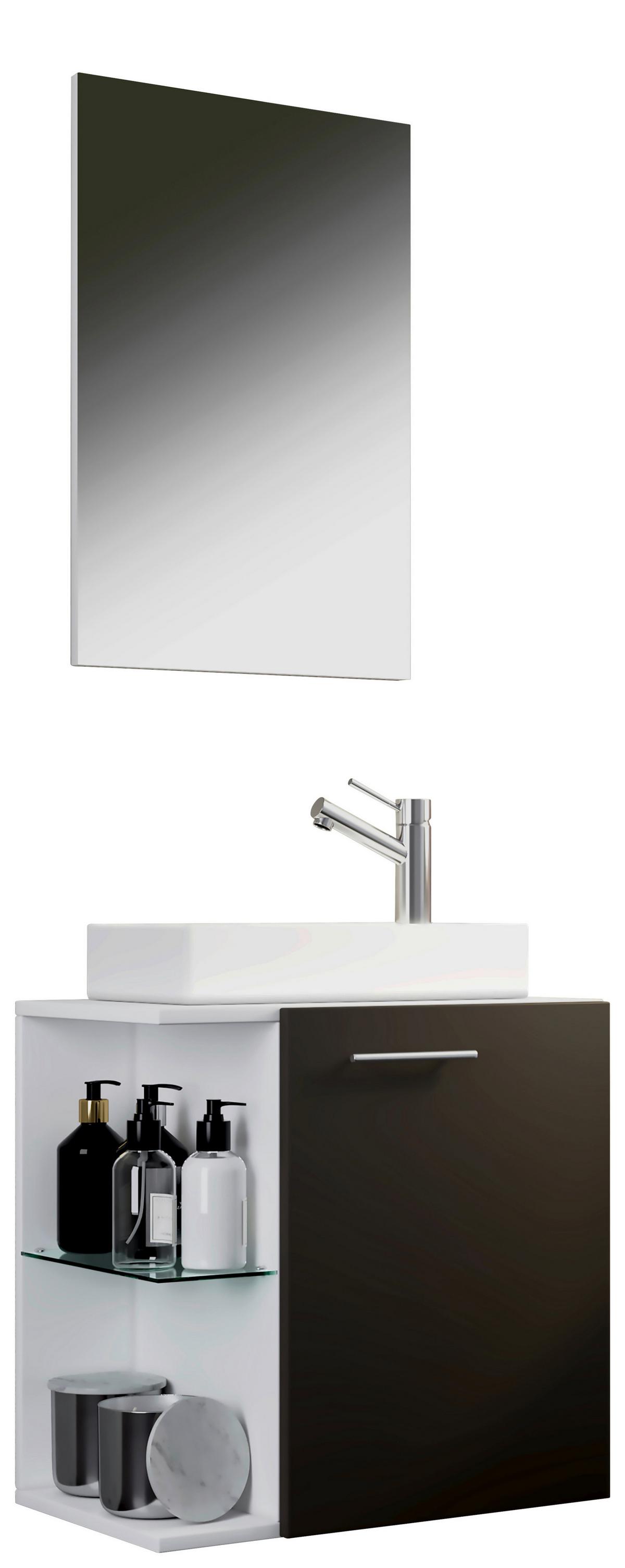 Kopalnica Hausa, Bela, Siva - črna/bela, Moderno, leseni material/keramika (52cm) - MID.YOU