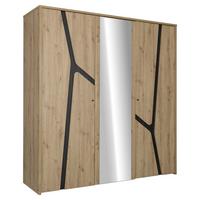SZAFA UCHYLNA ALANA - kolor ciemnego dębu/czarny, Modern, materiał drewnopochodny/metal (200/210/60cm) - MID.YOU