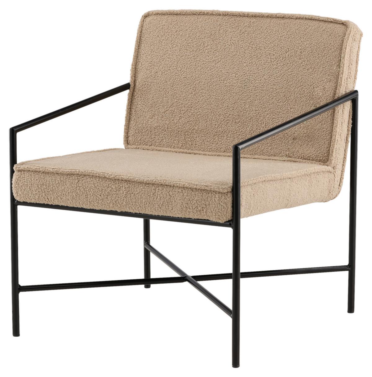 SESSEL RAKEL - Beige/Schwarz, Design, Textil/Metall (66/78/65cm) - Livetastic