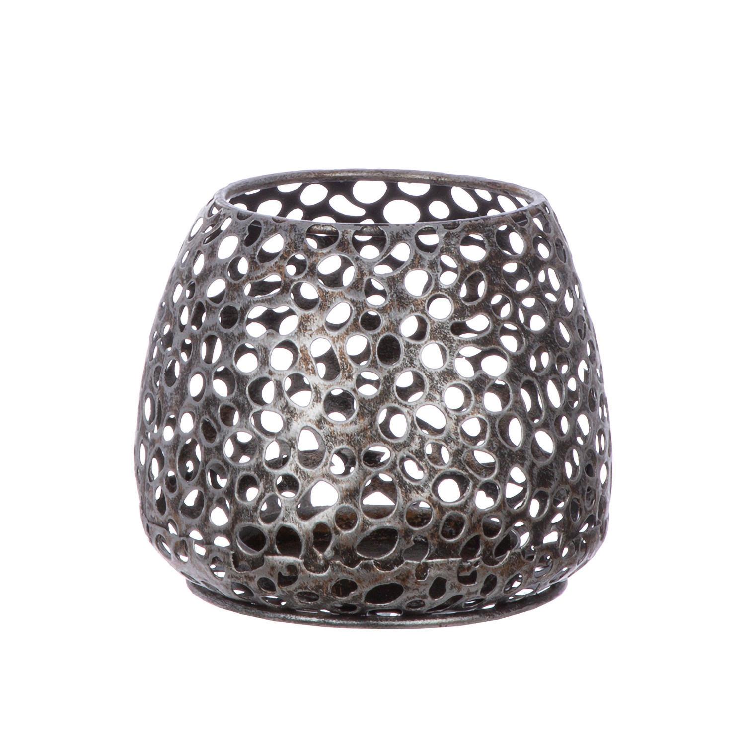 Windlicht Silberfarben - Silberfarben, Basics, Metall (14/12/14cm)