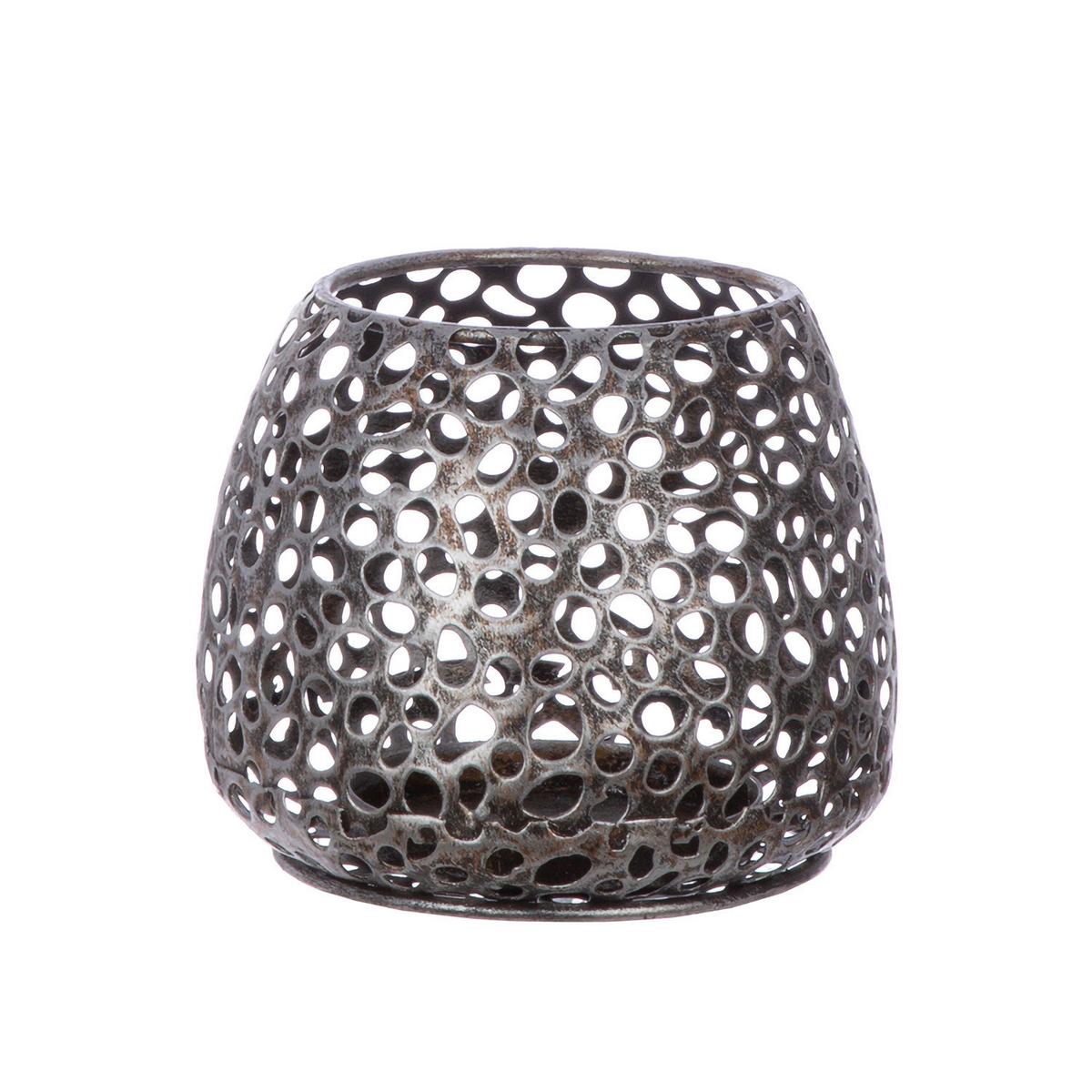 Windlicht Silberfarben - Silberfarben, Basics, Metall (14/12/14cm)