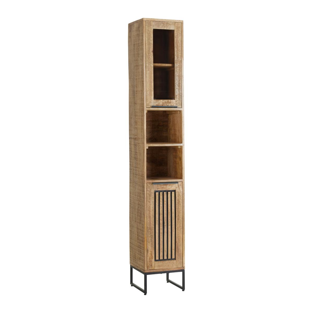 Hochschrank Everest Naturfarben - Schwarz/Naturfarben, Natur, Holz/Metall (30/190/32cm) - Mömax