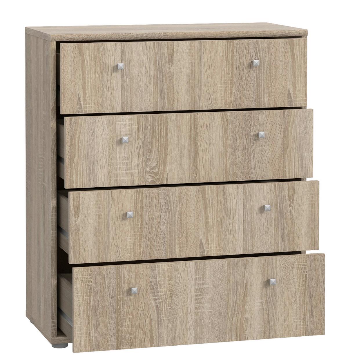 Komoda Tempra 2, Barva Hrasta - barve aluminija/hrast sonoma, Design, umetna masa/leseni material (73,7/85,5/34,8cm)