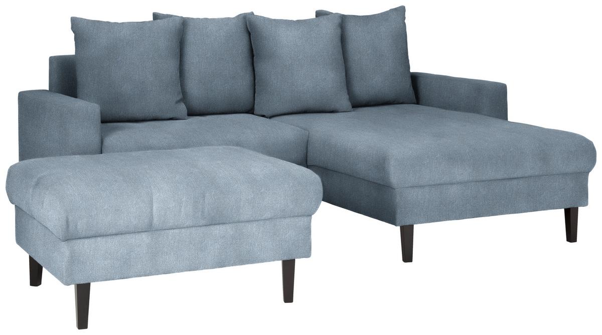 Ecksofa Boston Hellblau - Schwarz/Hellblau, KONVENTIONELL, Holz/Textil (215/92/160cm) - Based