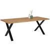 Esstisch Oak Wildeiche massiv ca. 200x100x76cm - vildek/svart, Natur, metall/trä (200/100/75cm) - Zandiara