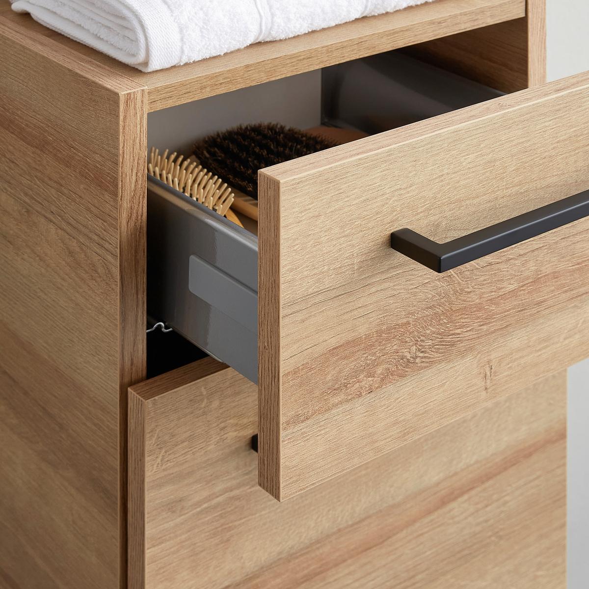 Unterschrank Bavelli in Eichefarben - Eichefarben/Schwarz, Modern, Glas/Holzwerkstoff (30/70/32,5cm) - Pelipal