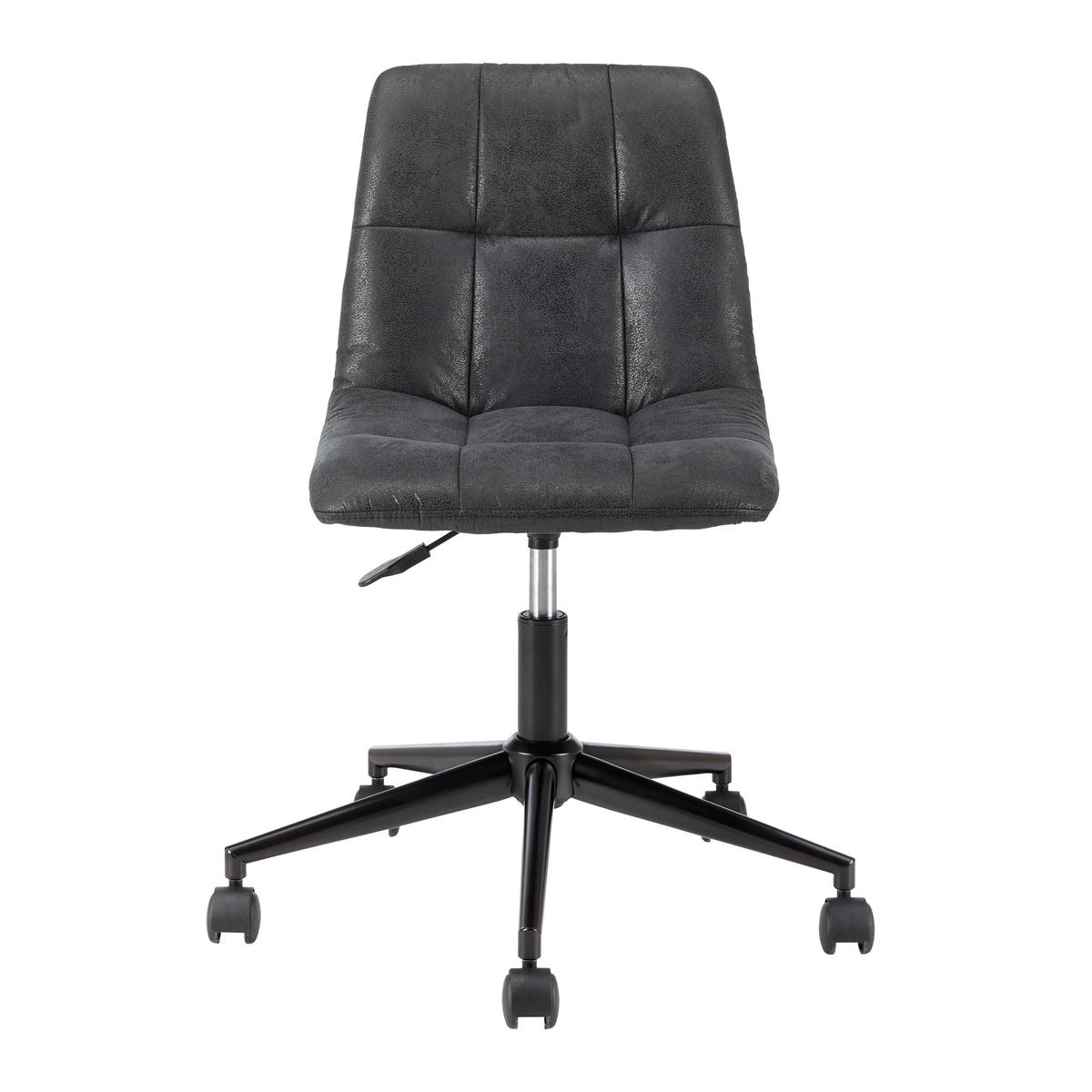 Drehstuhl Clelie Dunkelgrau Mikrofaser - Dunkelgrau/Schwarz, MODERN, Holz/Kunststoff (45/79-89/57cm) - Bessagi Home
