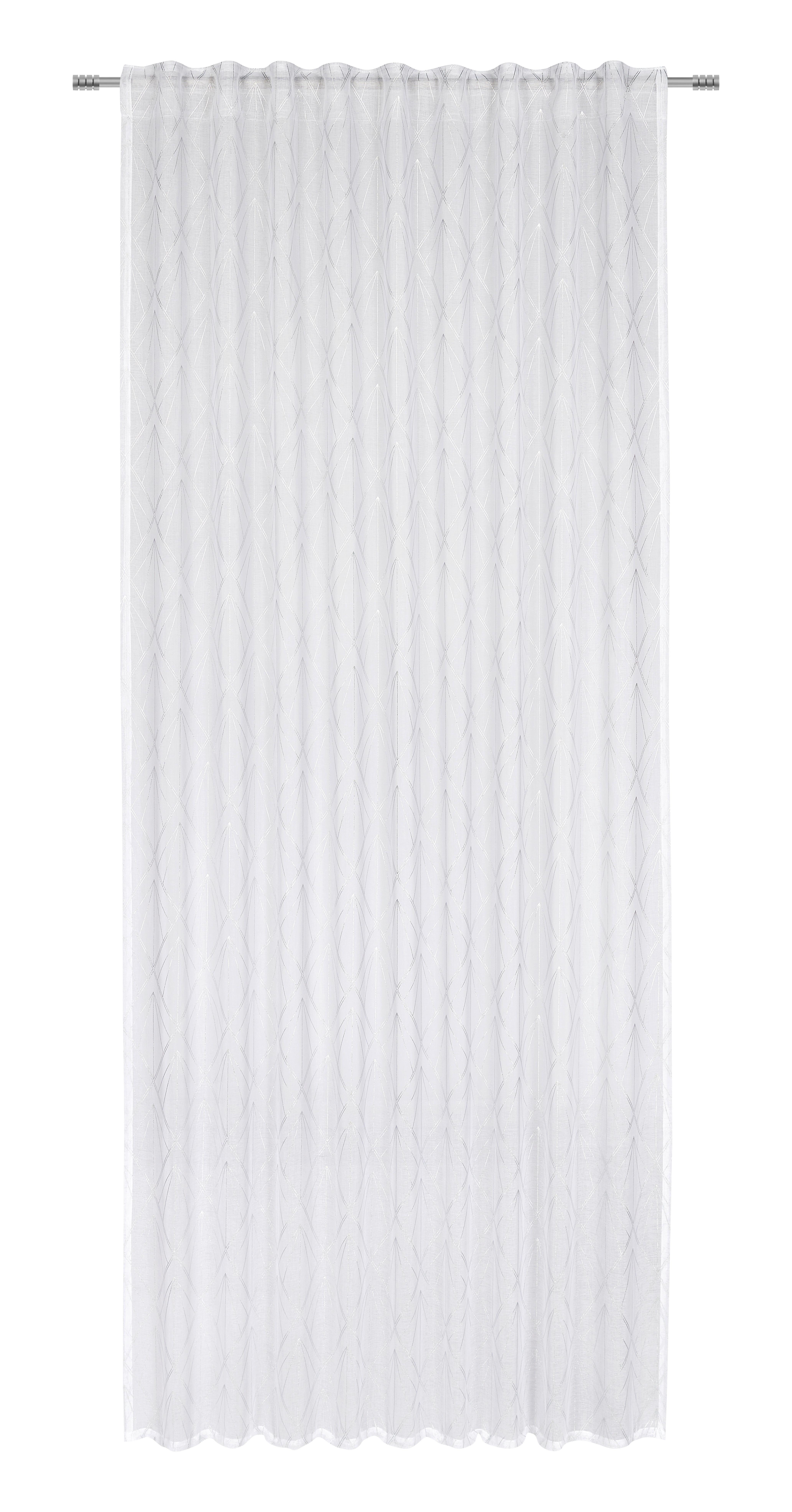 Fertigvorhang Esther Weiß/Silberfarben - Silberfarben/Weiß, ROMANTIK / LANDHAUS, Textil (135/245cm) - Modern Living