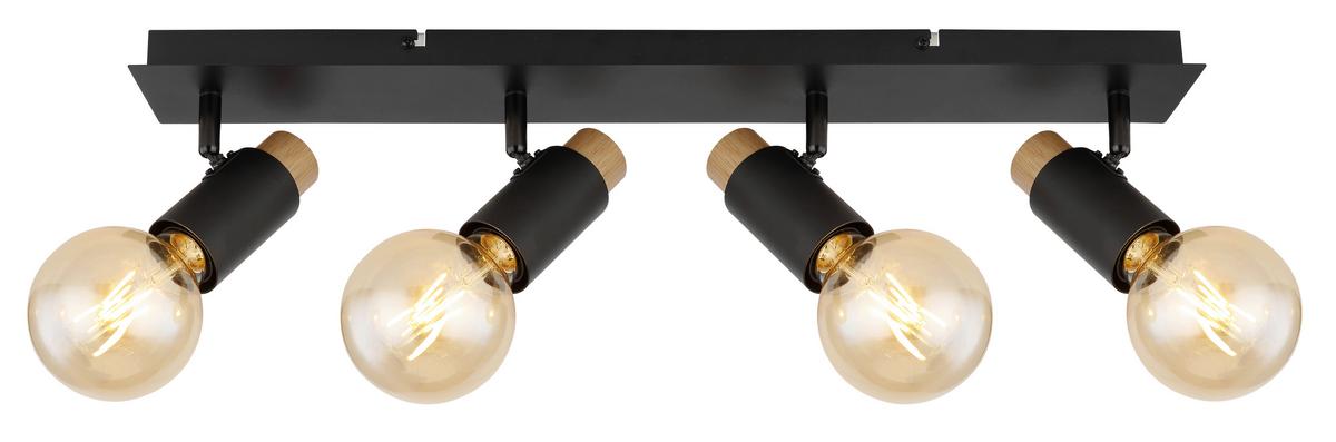 Strahler Matti Schwarz/Braun max. 40 Watt - Dunkelbraun/Schwarz, Design, Holz/Metall (65,5/8/14,5cm) - Globo