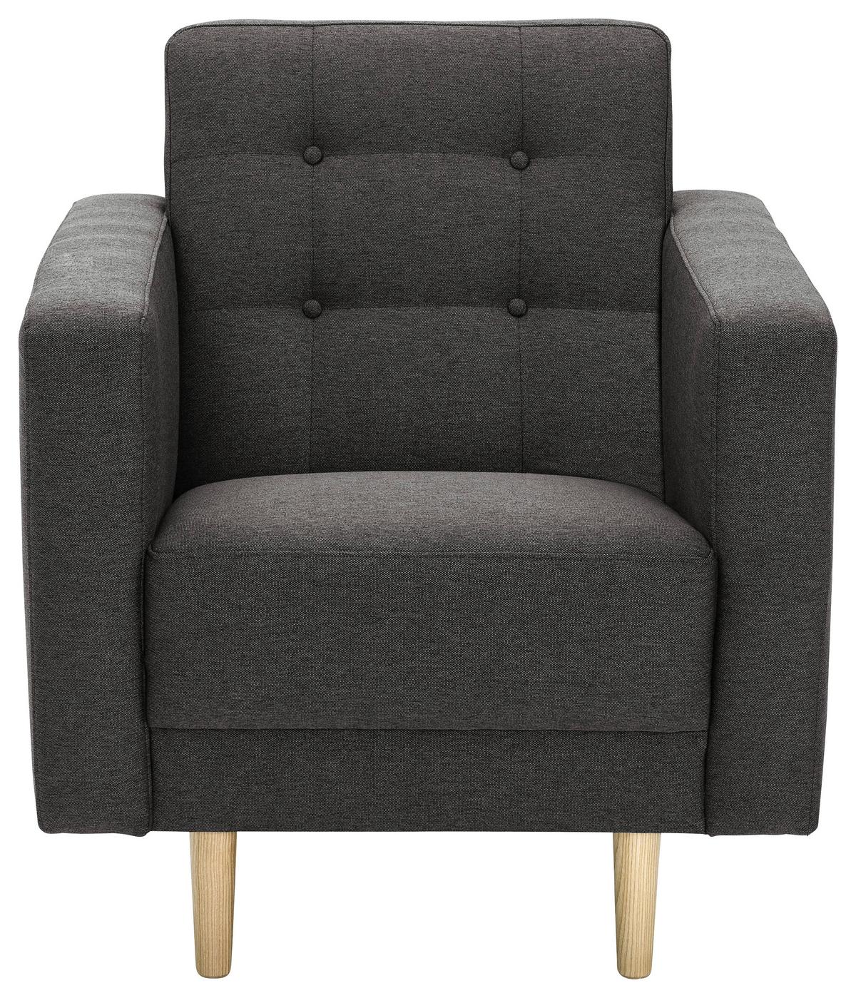 Polstersessel Jasmin Anthrazit Flachgewebe - Anthrazit/Eschefarben, MODERN, Holz/Textil (75/81/83cm) - Max Winzer