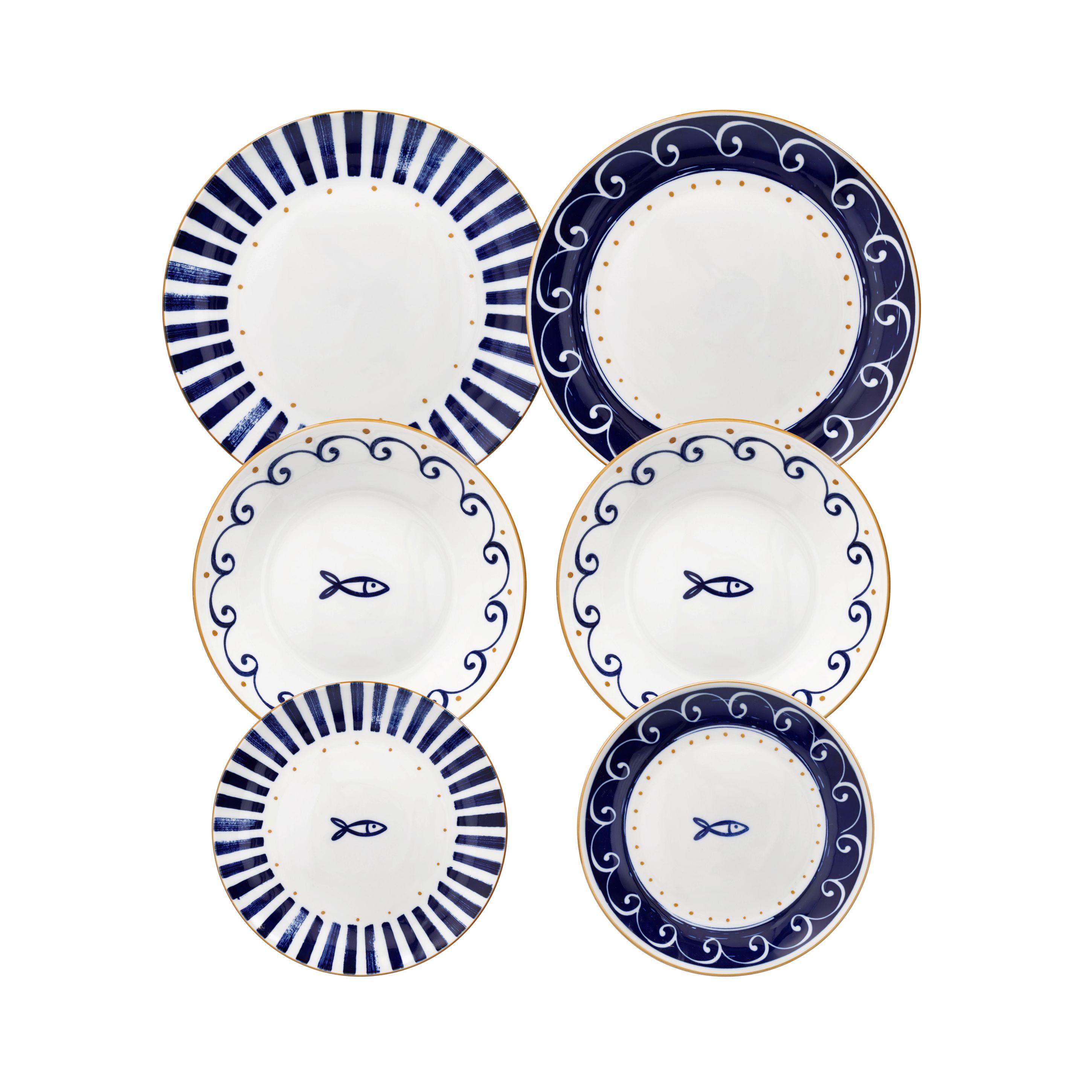 Servis Madison Sardinia, 18/1 - bijela/plava, Basics, keramika (28/24/27,5cm) - Tognana