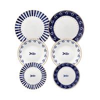 Servis Madison Sardinia, 18/1 - bijela/plava, Basics, keramika (28/24/27,5cm) - Tognana