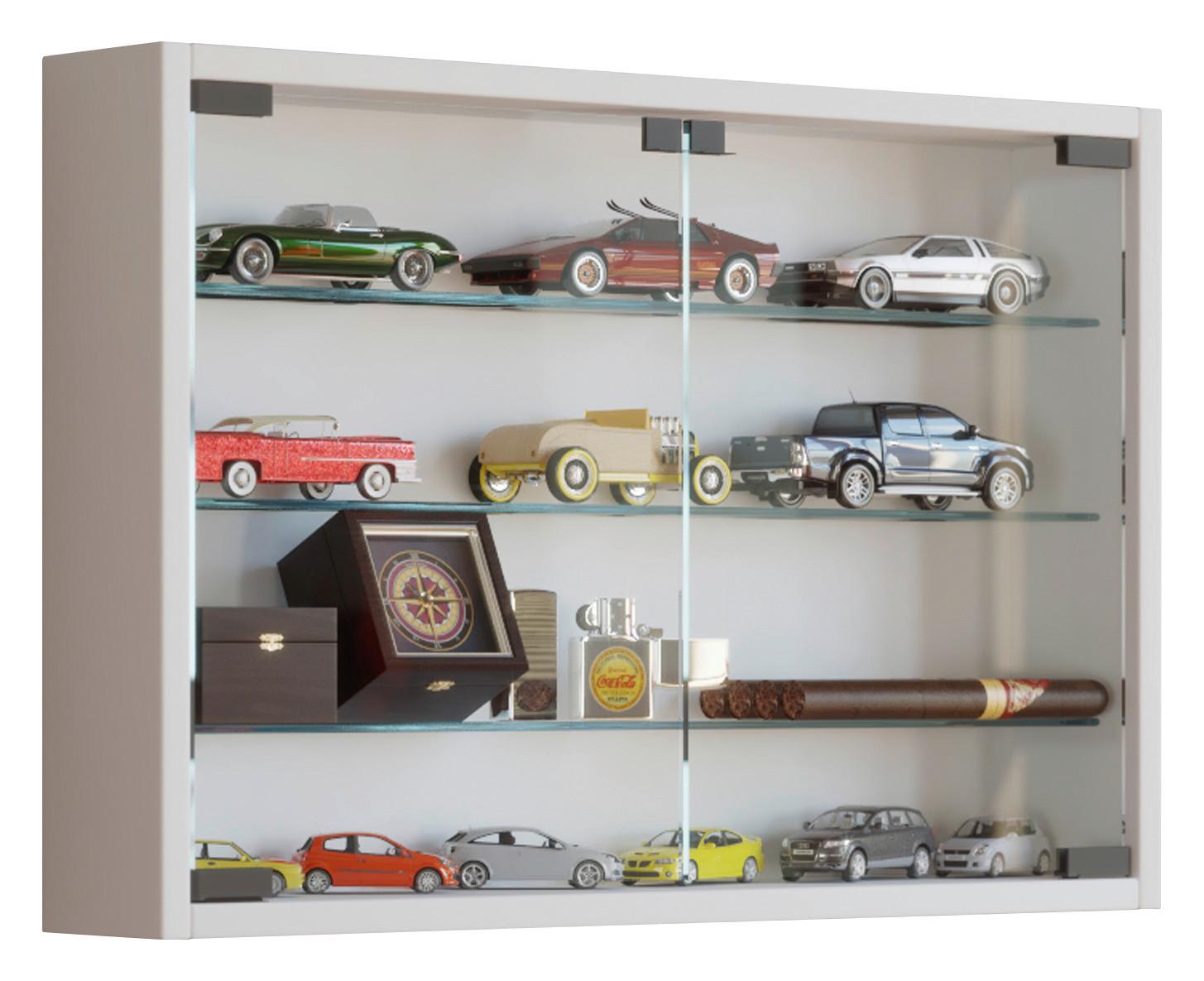 Hängevitrine in Weiß Mandosa M - Transparent/Schwarz, KONVENTIONELL, Glas/Holzwerkstoff (60/40/10cm) - MID.YOU