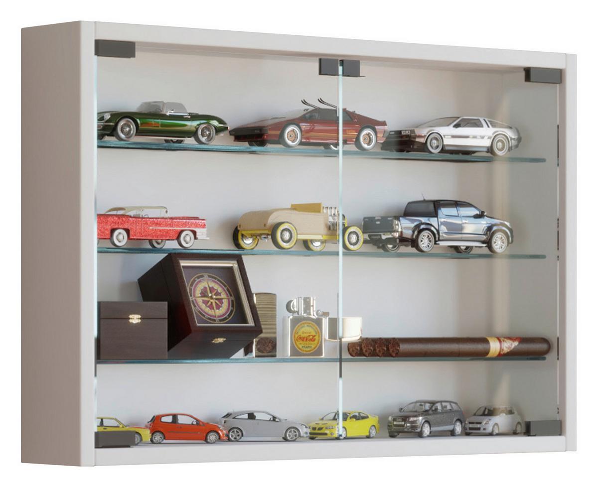 Hängevitrine in Weiß Mandosa M - Transparent/Schwarz, KONVENTIONELL, Glas/Holzwerkstoff (60/40/10cm) - MID.YOU