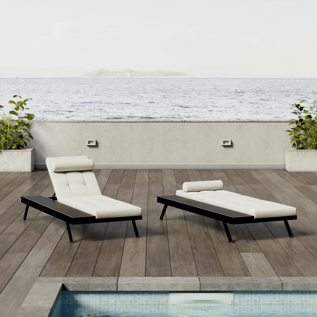 Gartenliege Avolina Hellgrau Outdoorstoff/Metall +Abdeckung - Dunkelgrau/Hellgrau, MODERN, Kunststoff/Textil (199/86/40cm) - Bessagi Garden