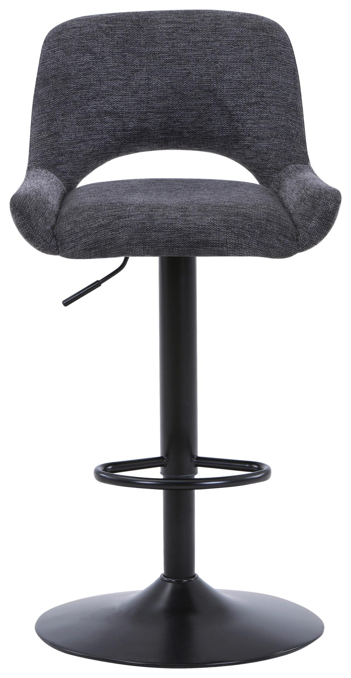 STOŁEK BAROWY CHOW - czarny/szary, Design, metal/tkanina (49/86.5-108.5/53cm) - Novel