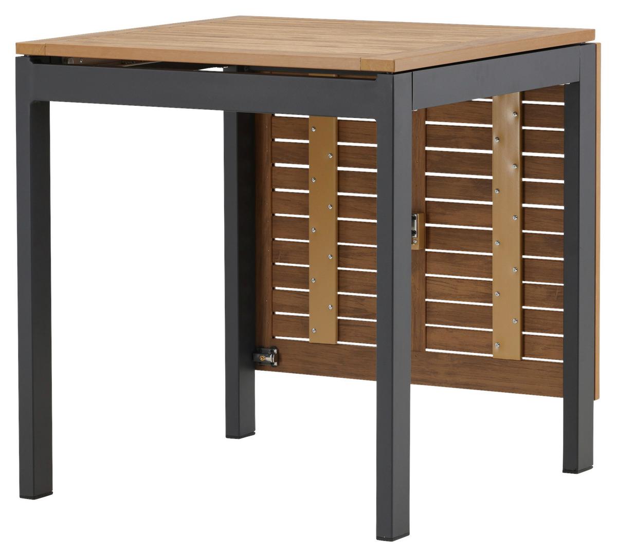 Balkontisch Diego klappbar ca. 70x70 cm Holz/Schwarz - Schwarz/Braun, KONVENTIONELL, Holz/Metall (70/70/75cm) - Gardenson