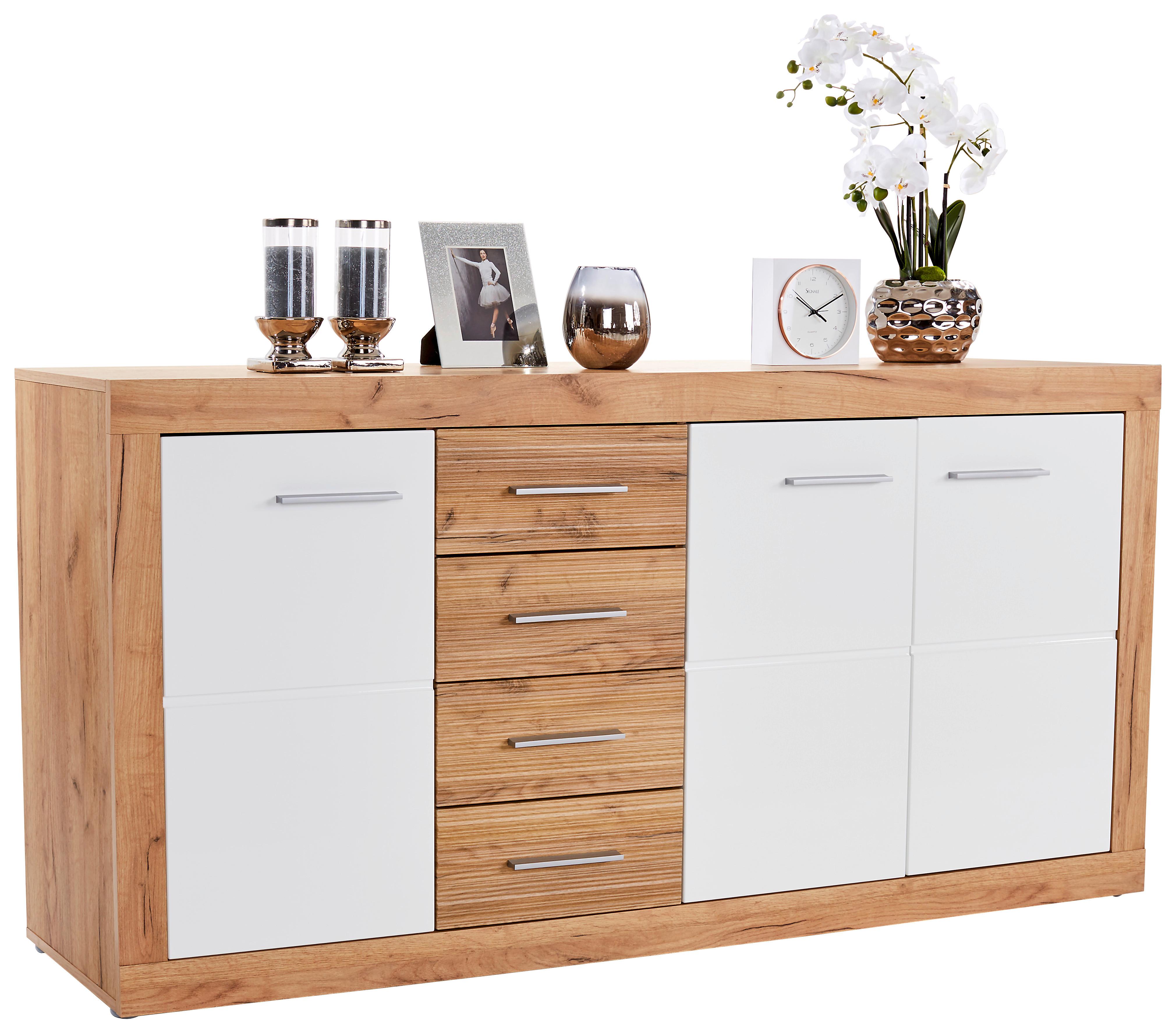 Comodă Malta - alb/culoare lemn stejar, Modern, material pe bază de lemn (178,6/86/39,9cm) - Modern Living