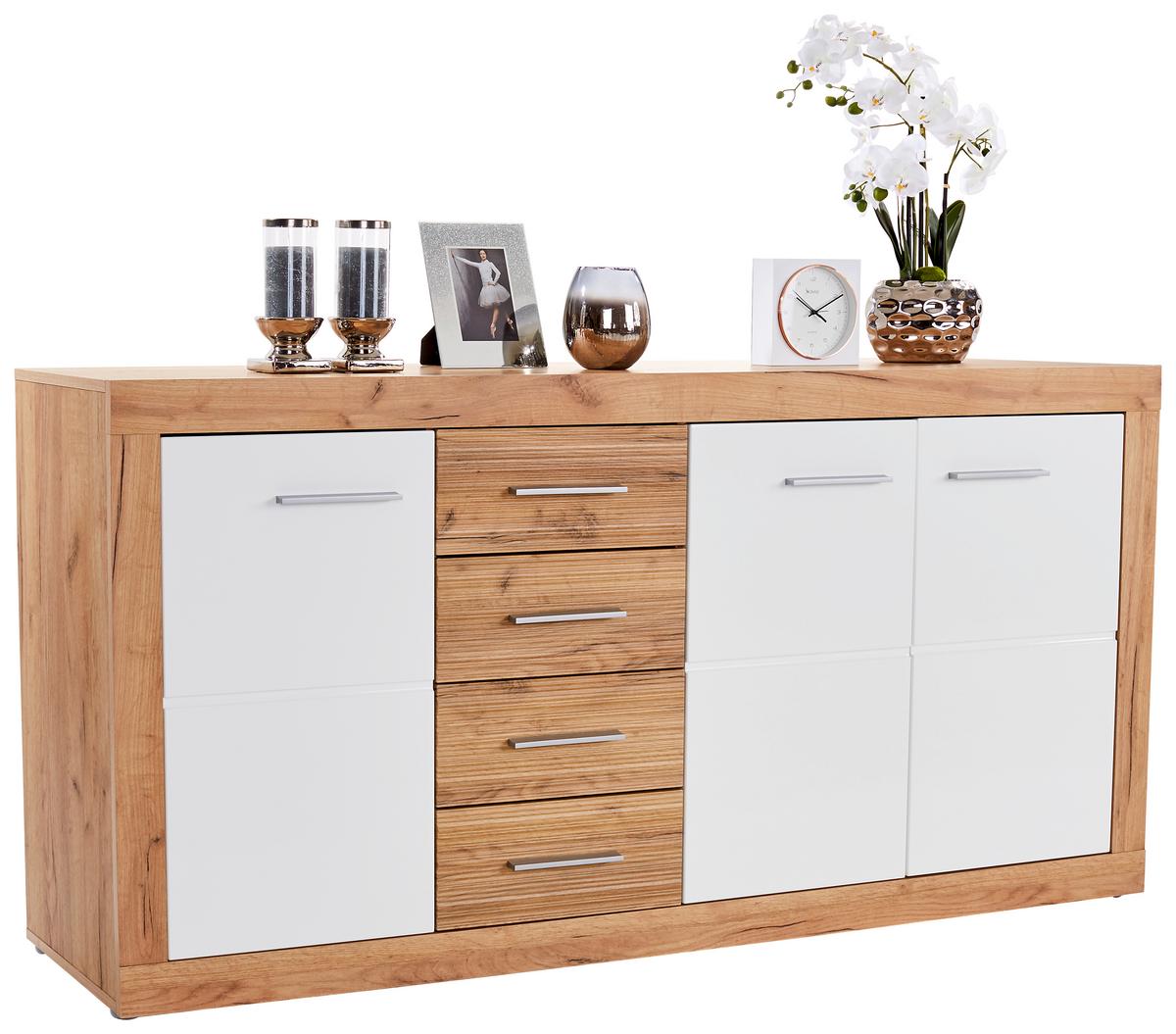 Comodă Malta - alb/culoare lemn stejar, Modern, material pe bază de lemn (178,6/86/39,9cm) - Modern Living