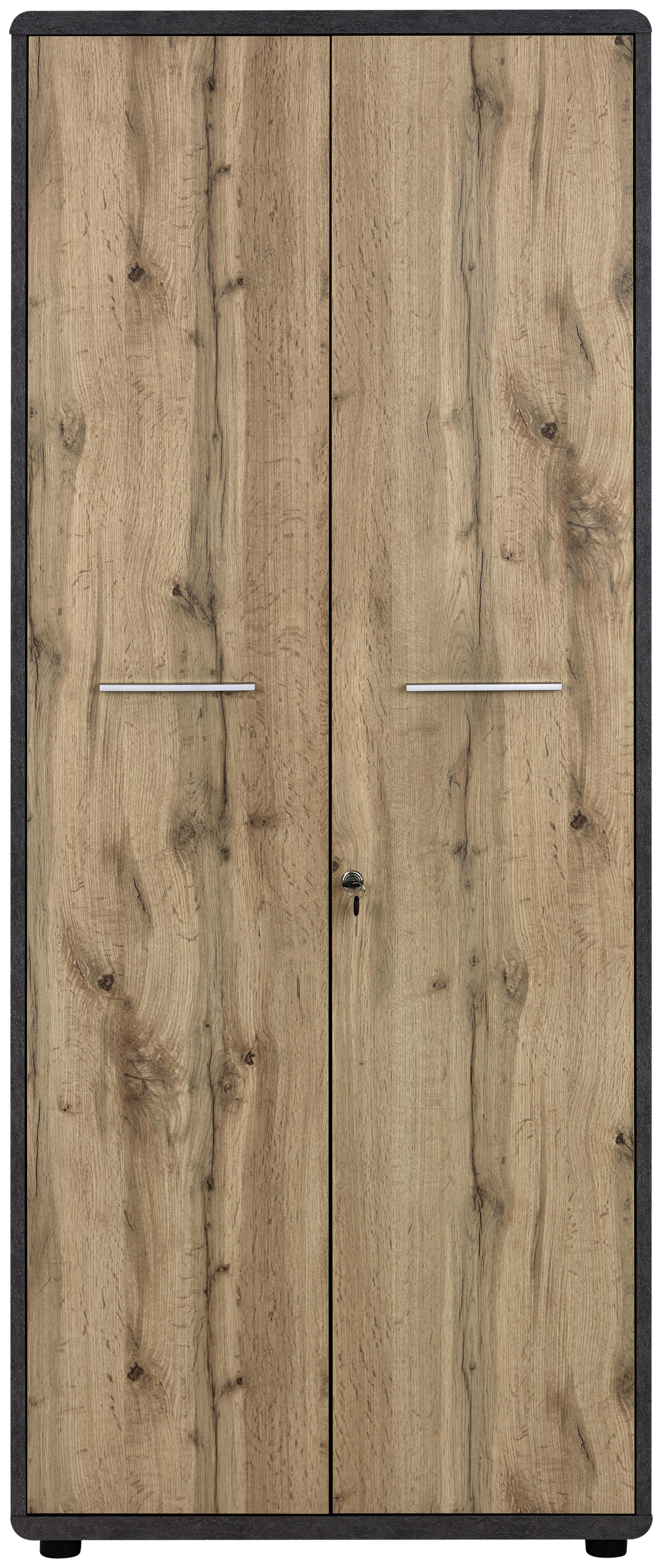 Pisarniška Omara Fontana Fts01 - temno siva/hrast, Moderno, leseni material (75/184,7/35cm) - Modern Living
