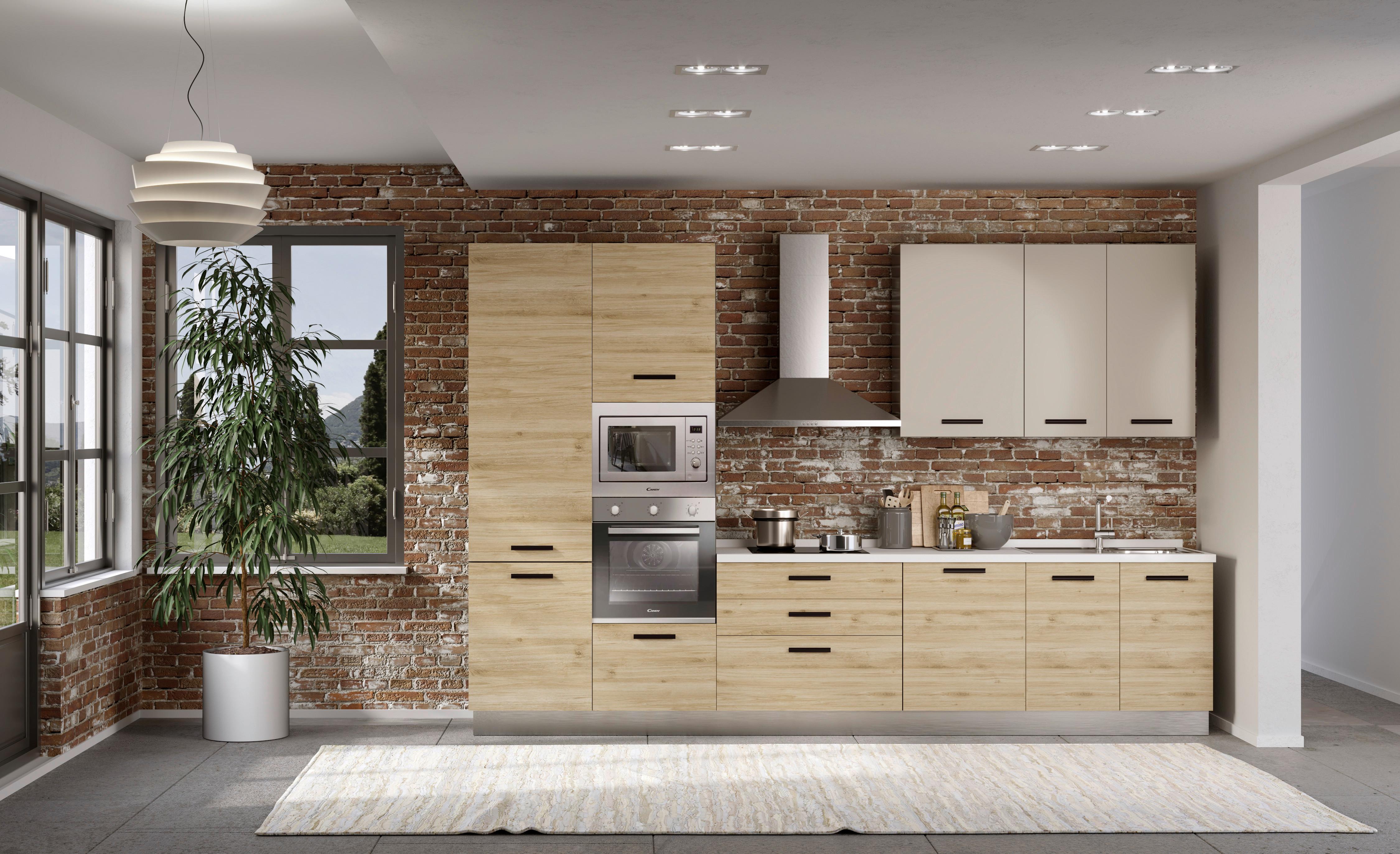 Blok Kuhinja Sa Uređajima Rovere - boja hrasta/kapućino, Moderno, metal/pločasti materijal (360/240/60cm) - Mömax