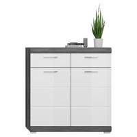 Schuhschrank Scout ca. 90x96x37 cm Weiß/Grau - Chromfarben/Weiß Hochglanz, Design, Holzwerkstoff/Kunststoff (90/96/37cm) - MID.YOU