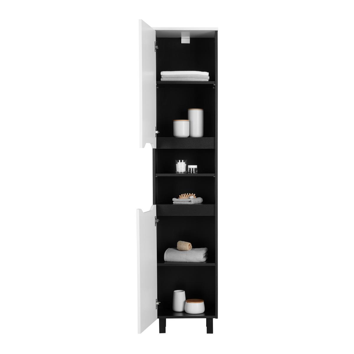 Hochschrank Wave II in Schwarz/Weiß - Weiss/Schwarz, Modern, Holzwerkstoff (40/190/30cm) - Mömax