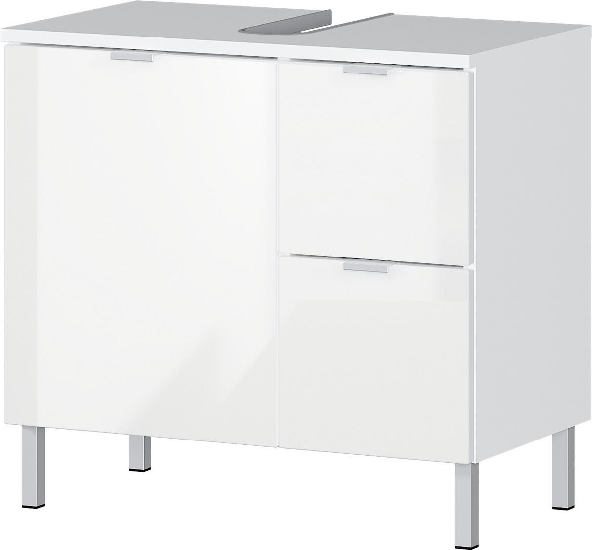 Waschbeckenunterschrank GW-Mau resa ca.60x56x34cm Weiß - Chromfarben/Weiß, KONVENTIONELL, Holzwerkstoff/Metall (60/56/34cm) - Germania