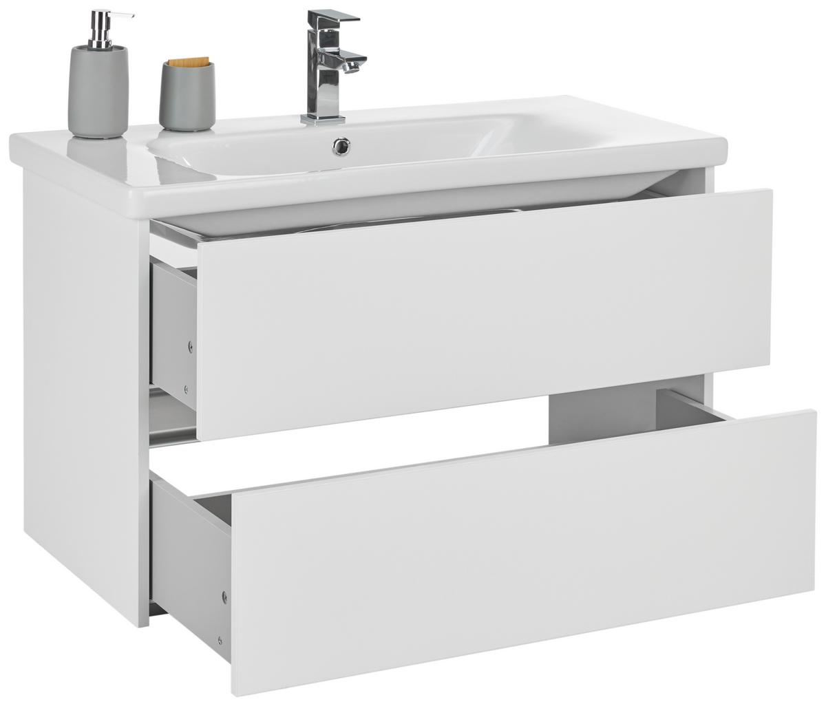 Waschtischkombination in Weiss - Weiss Hochglanz/Weiss, Modern, Keramik/Holzwerkstoff (89,5/55,7/45,5cm) - Mömax