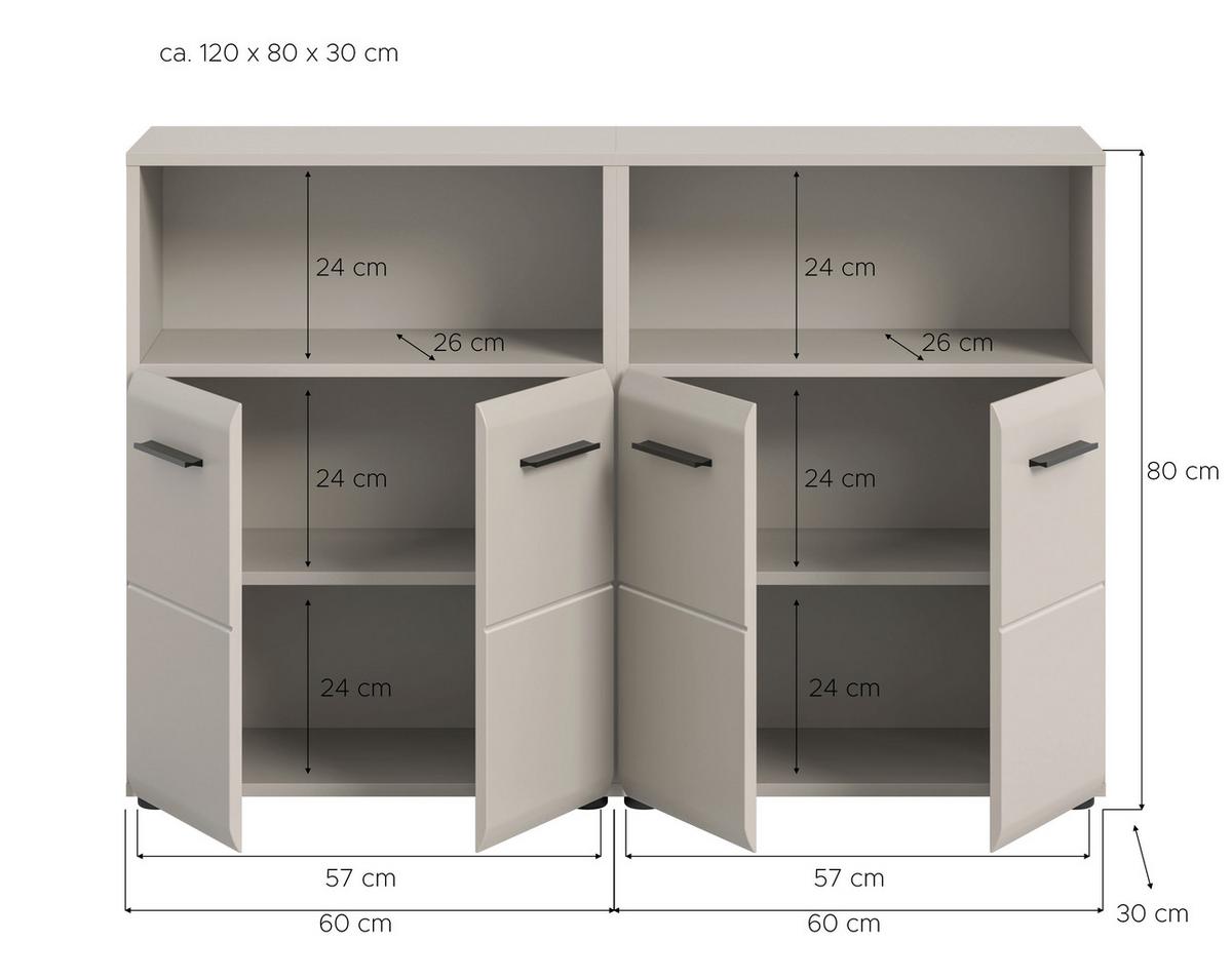 Badezimmer Ice Kaschmir 2-teilig - Kaschmir/Schwarz, Trend, Holzwerkstoff/Kunststoff (120cm) - MID.YOU