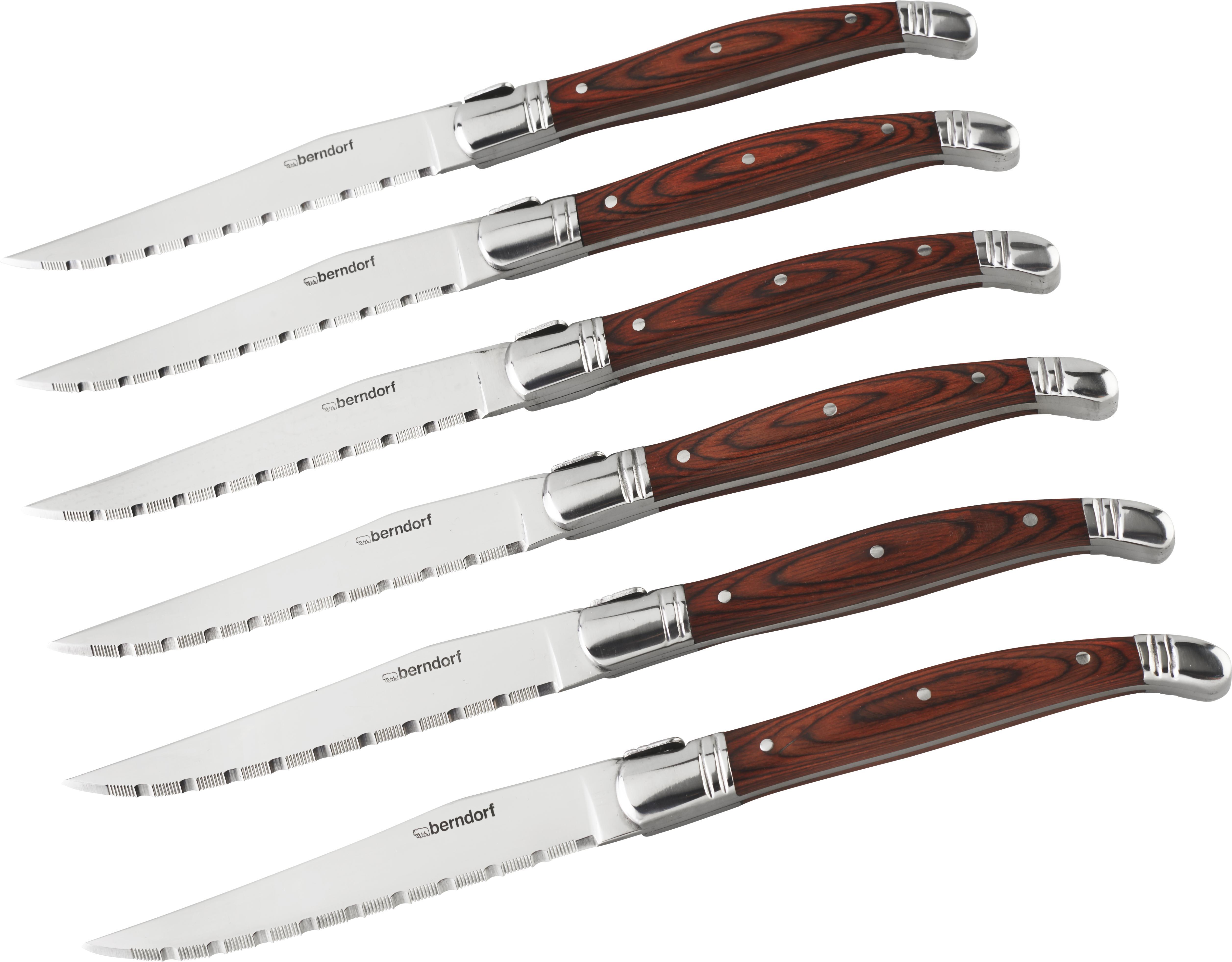 Steakmesser Berndorf 6-teilig - Edelstahlfarben/Braun, MODERN, Holz/Metall - Berndorf