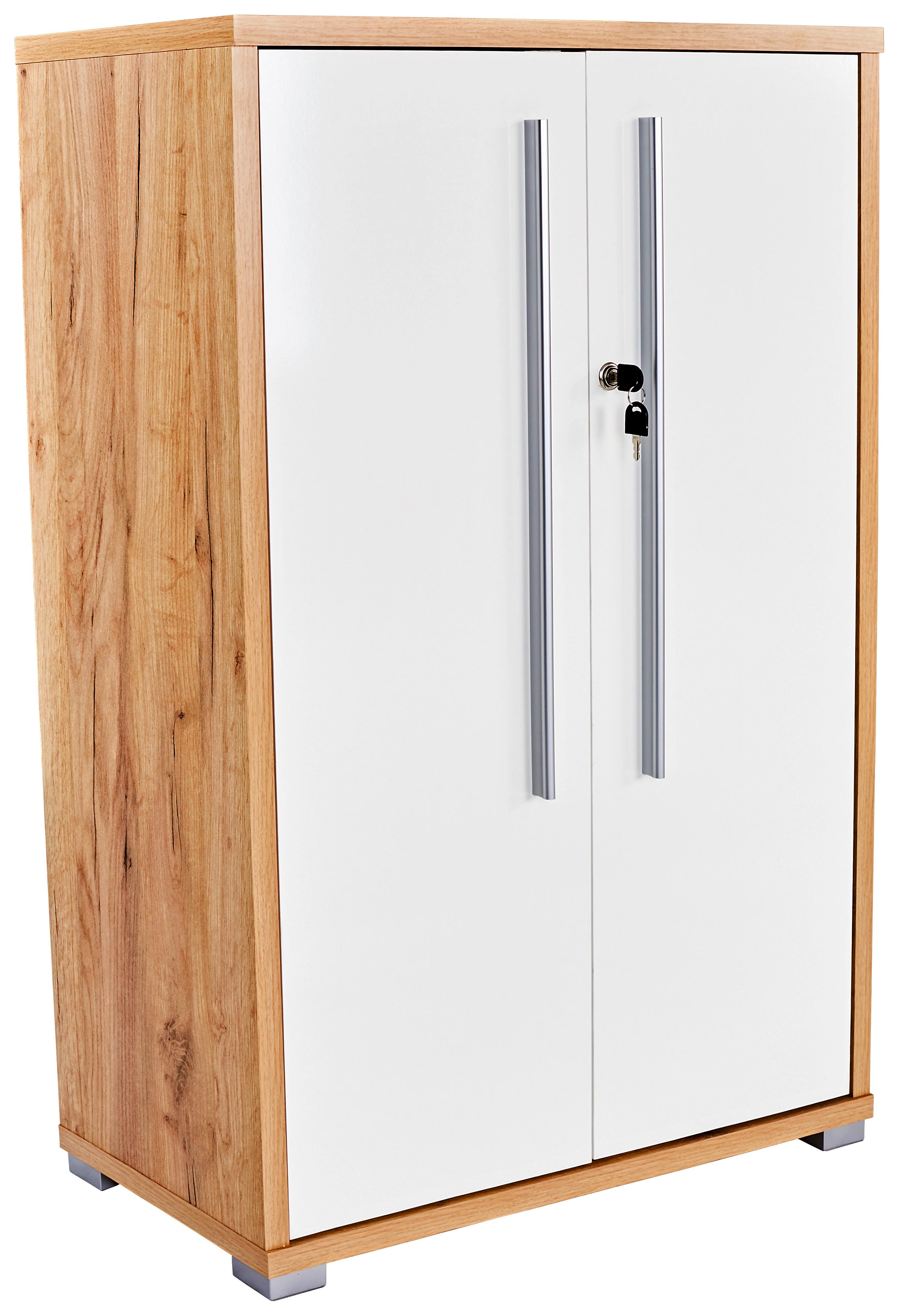 Pisarniška Omara Kraft - hrast/bela, Moderno, leseni material (75/113/35cm) - Modern Living