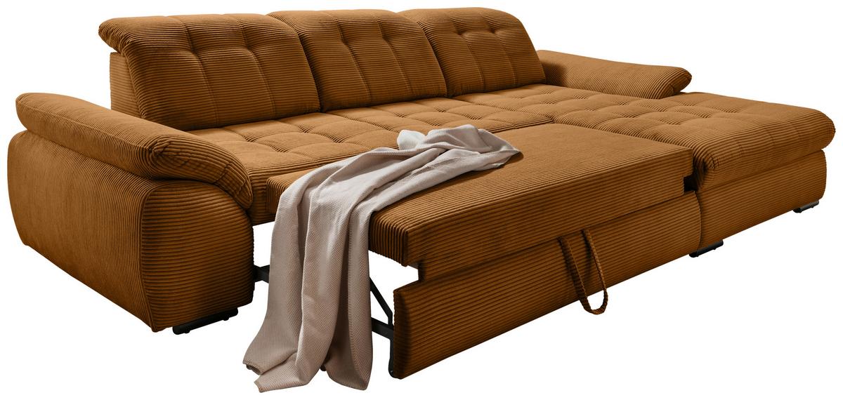 Ecksofa mit Bettkasten Rigatti ca. 314x184 cm Goldfarben - Goldfarben/Schwarz, MODERN, Textil/Metall (314/184cm) - Livetastic