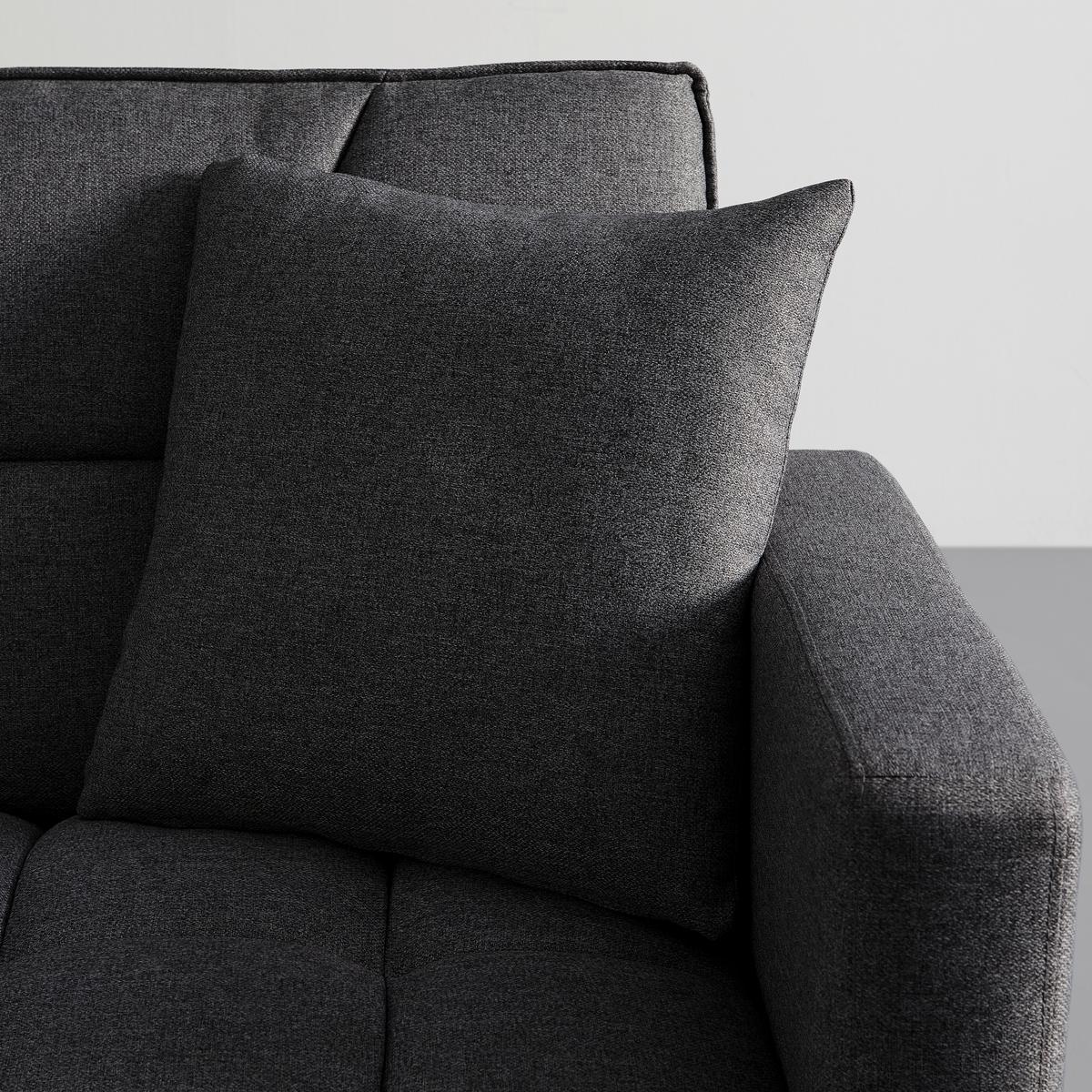 Schlafsofa in dunkel- grau inkl. 2 Kissen "David" - Chromfarben/Dunkelgrau, Modern, Holz/Textil (196/83/89cm) - Bessagi Home