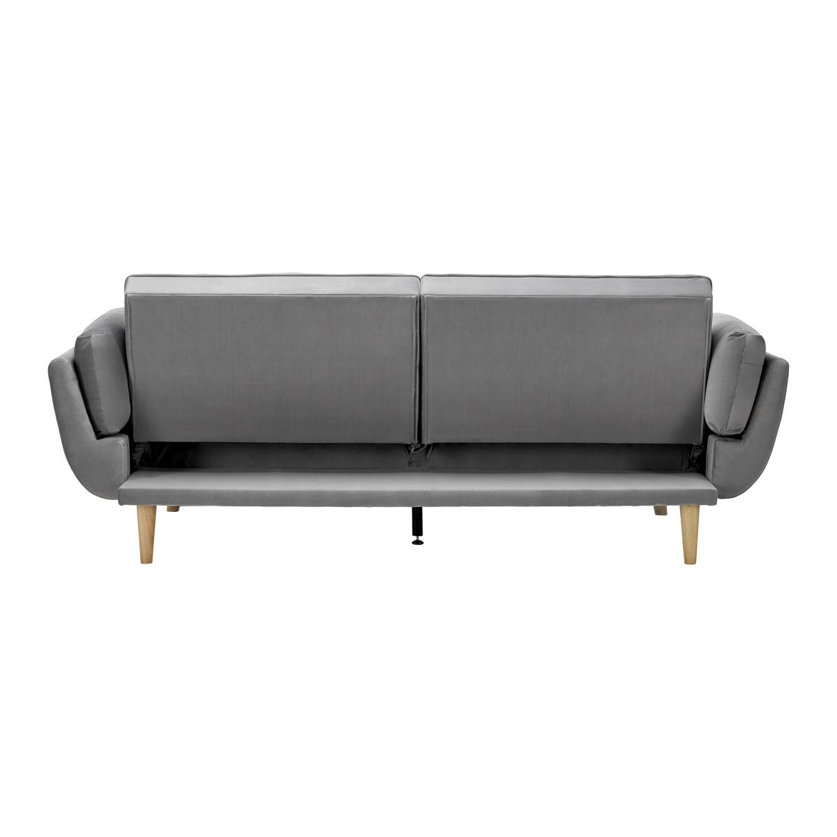 Schlafsofa Cora Grau Samt - Naturfarben/Grau, MODERN, Holz/Textil (214/92/81cm) - Bessagi Home