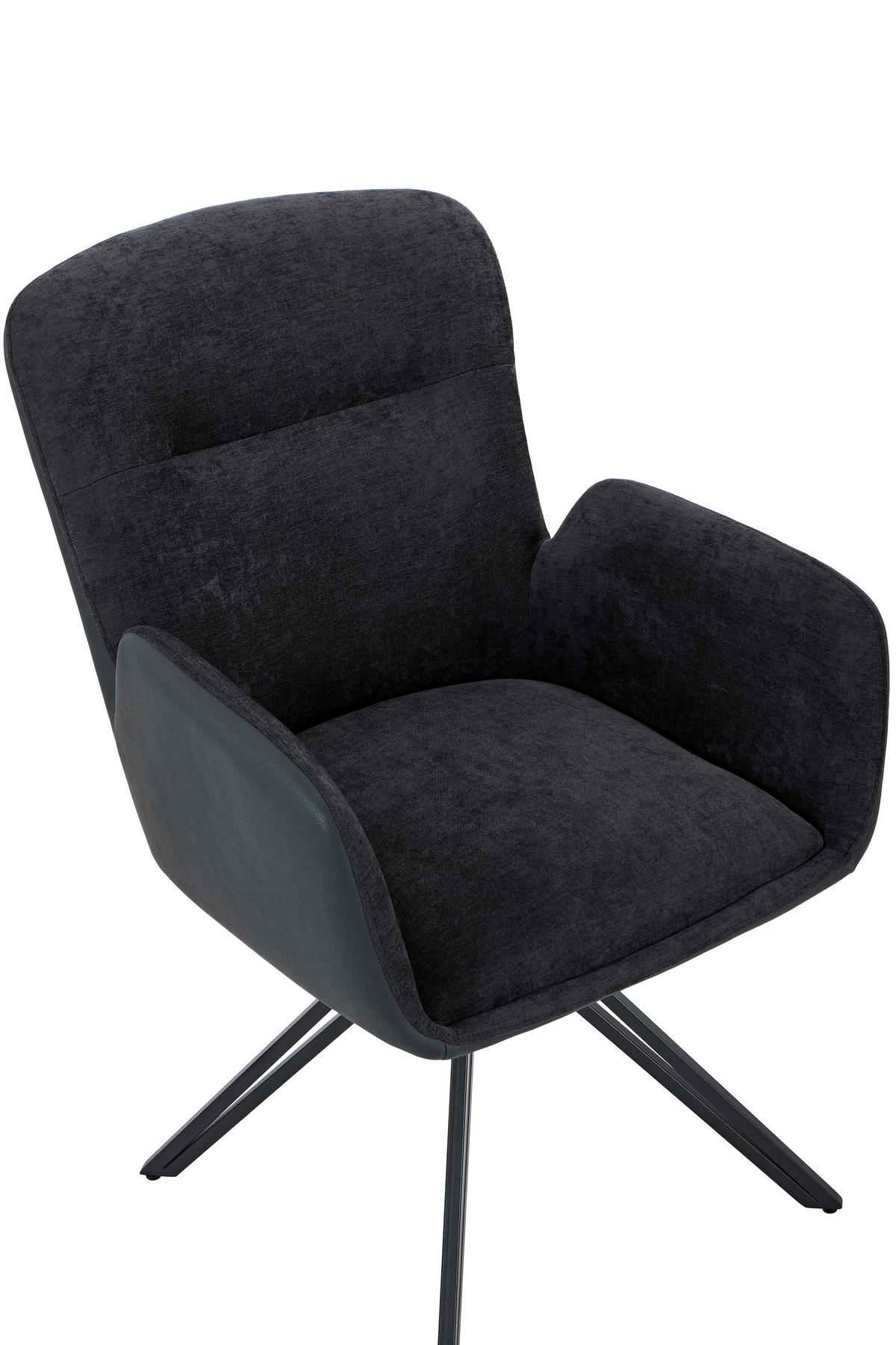 ARMLEHNSTUHL-SET MILAZZO S 2ER-SET - Schwarz, MODERN, Textil/Metall (57/91/67,5cm) - MID.YOU