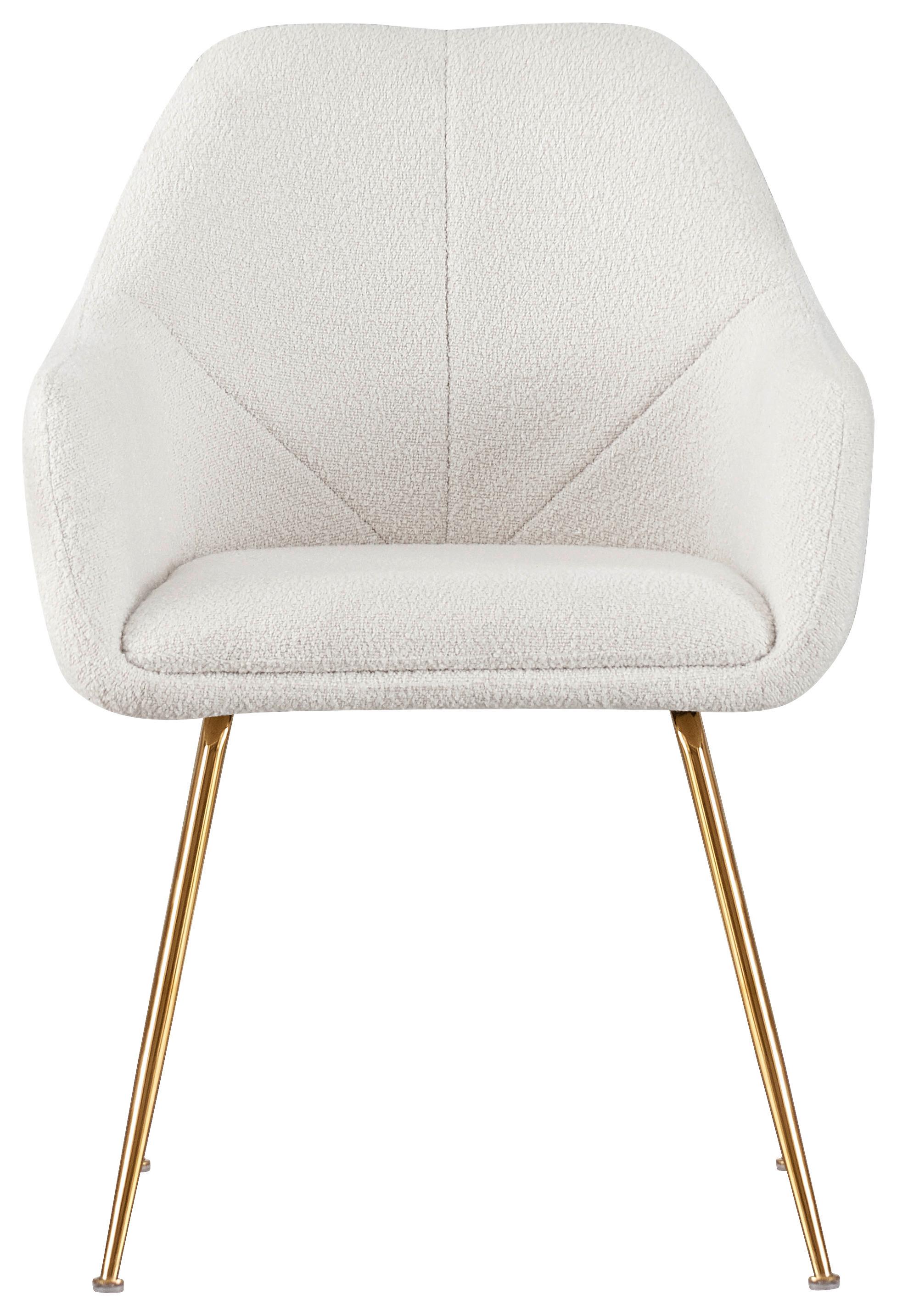 KRZESŁO Z PODŁOKIETNIKAMI SARA - kremowy/kolor złoty, Modern, metal/tkanina (57/81,5/61cm) - MID.YOU